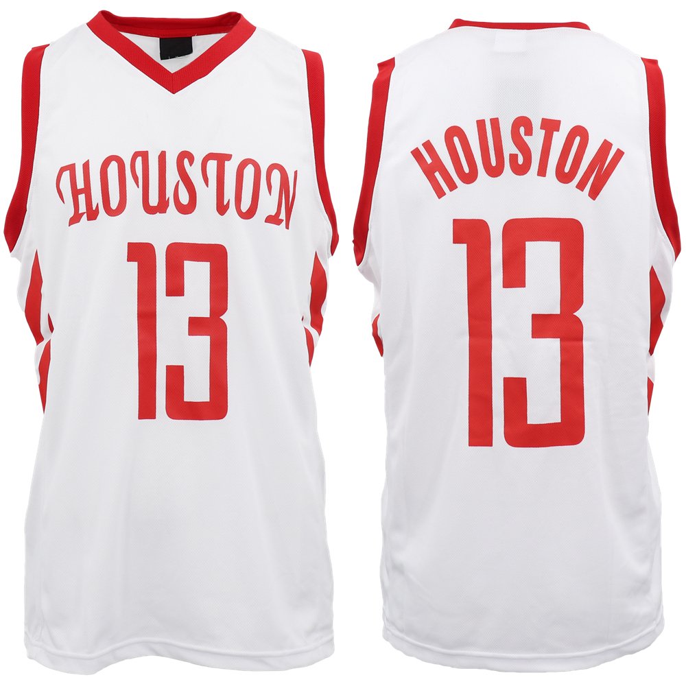 V474-393230-103719-00 New Men's Basketball Jersey Sports T Shirt Tee Vest Tops Gym Chicago Los Angeles, White - Houston 13, M - Image 1