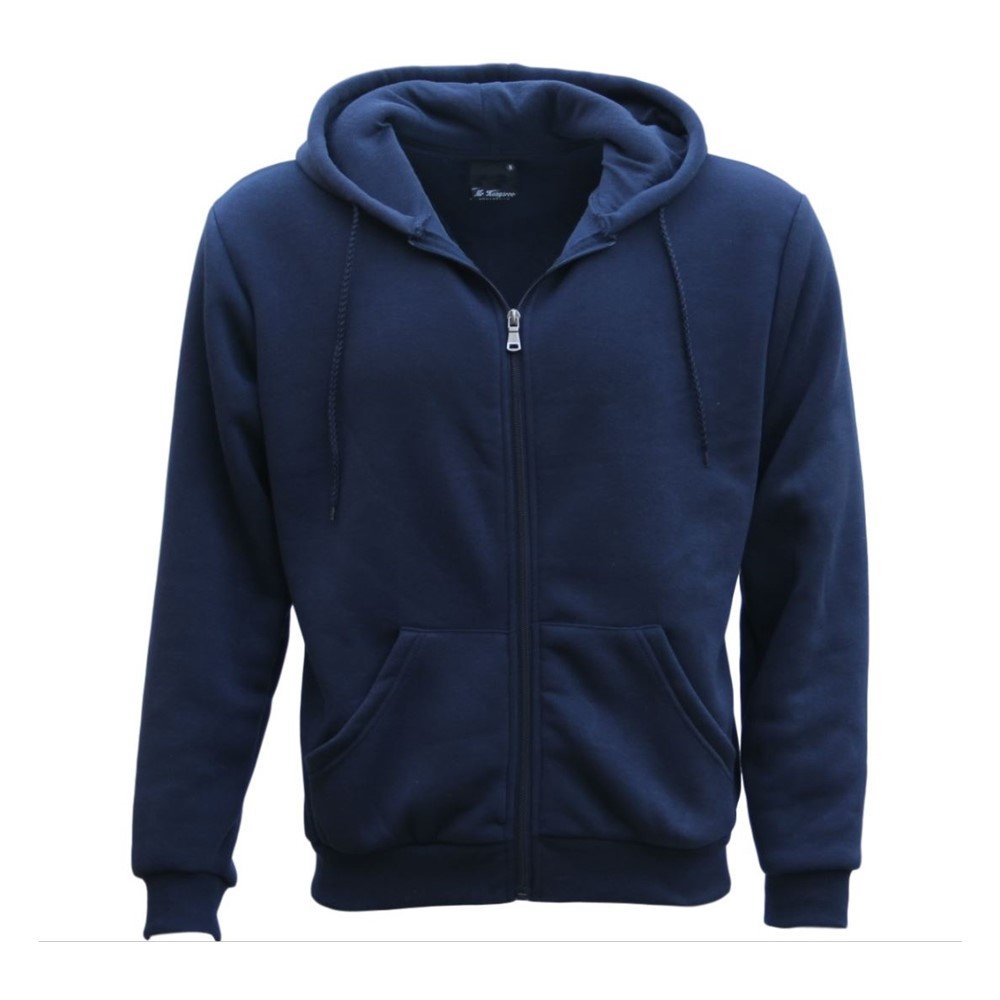 V474-421737-100446-00 Adult Unisex Zip Plain Fleece Hoodie Hooded Jacket Mens Sweatshirt Jumper XS-8XL, Navy, 4XL - Image 1
