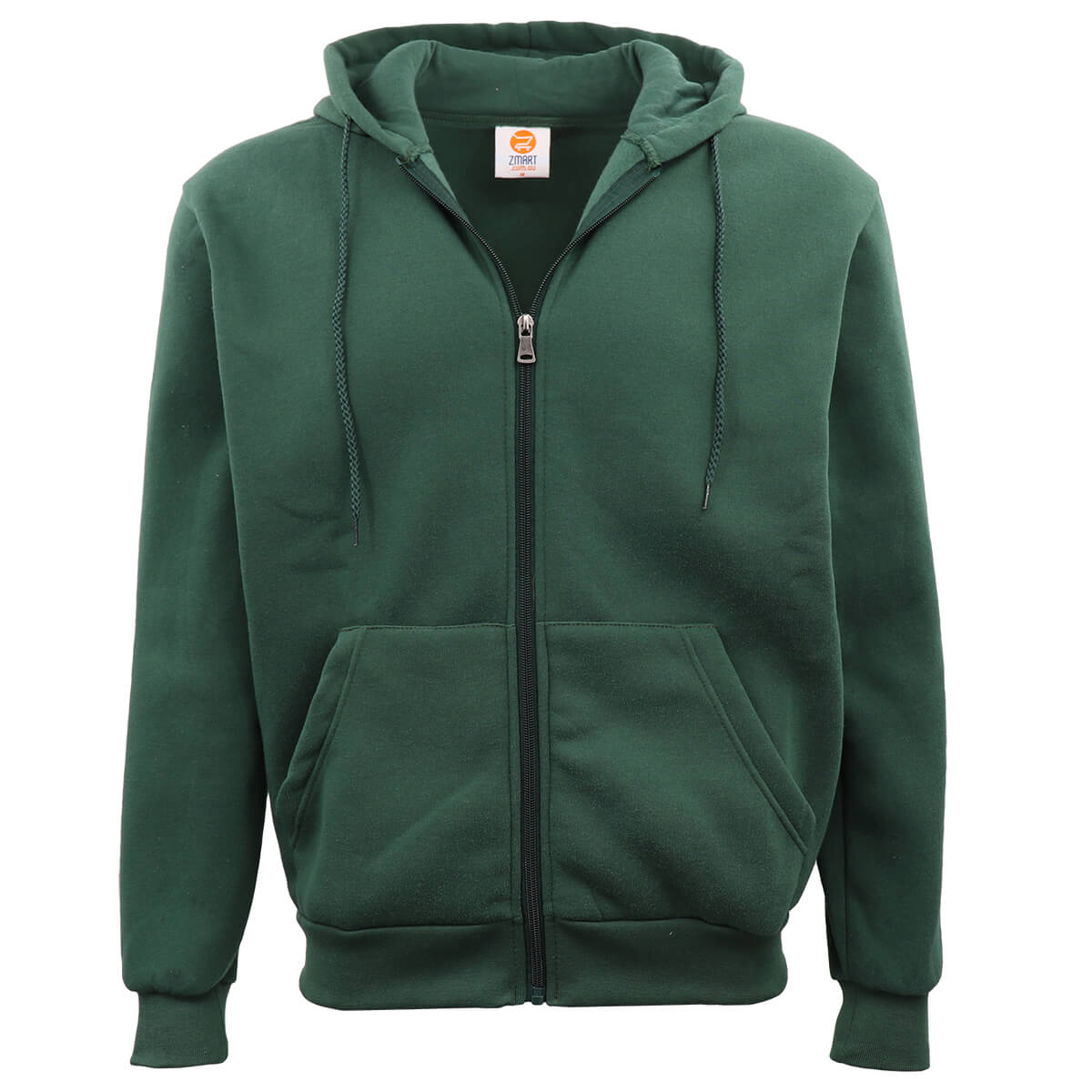 V474-483010-100508-00 Adult Unisex Zip Plain Fleece Hoodie Hooded Jacket Mens Sweatshirt Jumper XS-8XL, Dark Green, M - Image 1