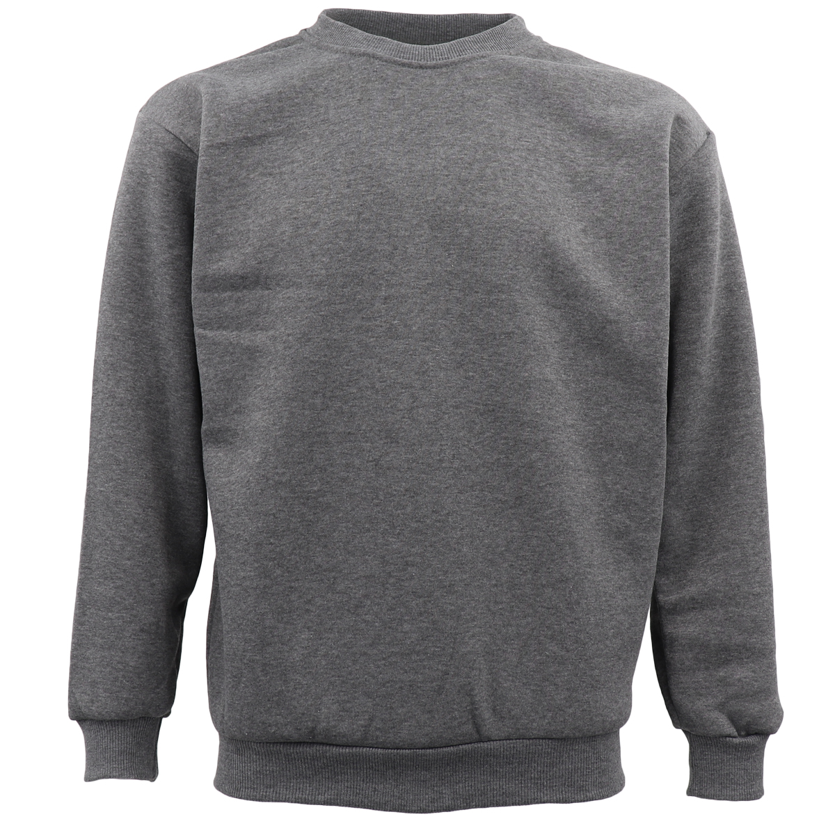 V474-512935-102521-00 New Adult Unisex Plain Pullover Fleece Jumper Mens Long Sleeve Crew Neck Sweater, Grey, 6XL - Image 1
