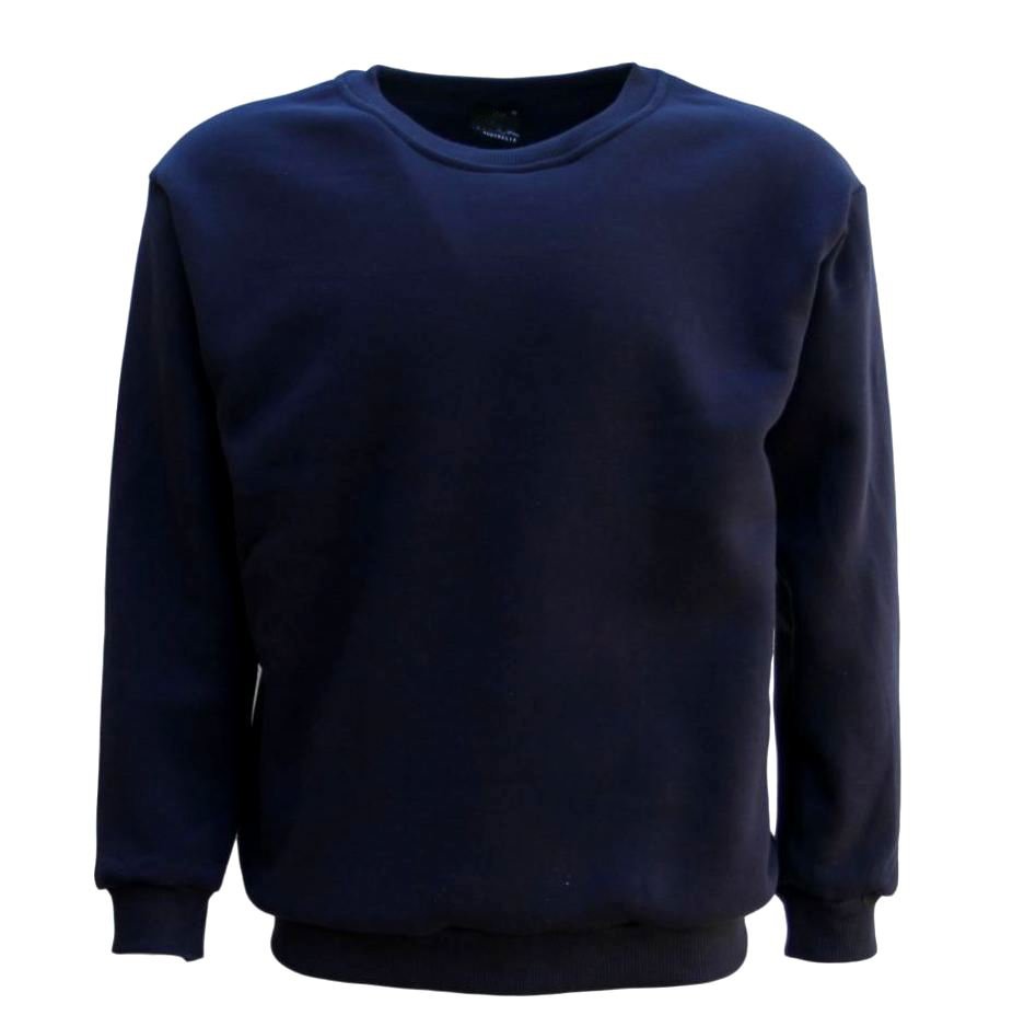 V474-512936-102682-00 New Adult Unisex Plain Pullover Fleece Jumper Mens Long Sleeve Crew Neck Sweater, Navy, 4XL - Image 1