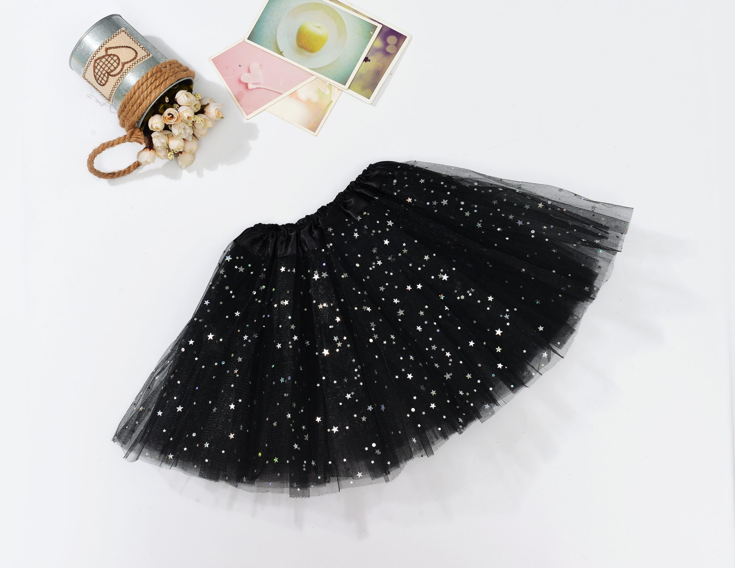 V474-522676-101664-00 Sequin Tulle Tutu Skirt Ballet Kids Princess Dressup Party Baby Girls Dance Wear, Black, Adults - Image 1