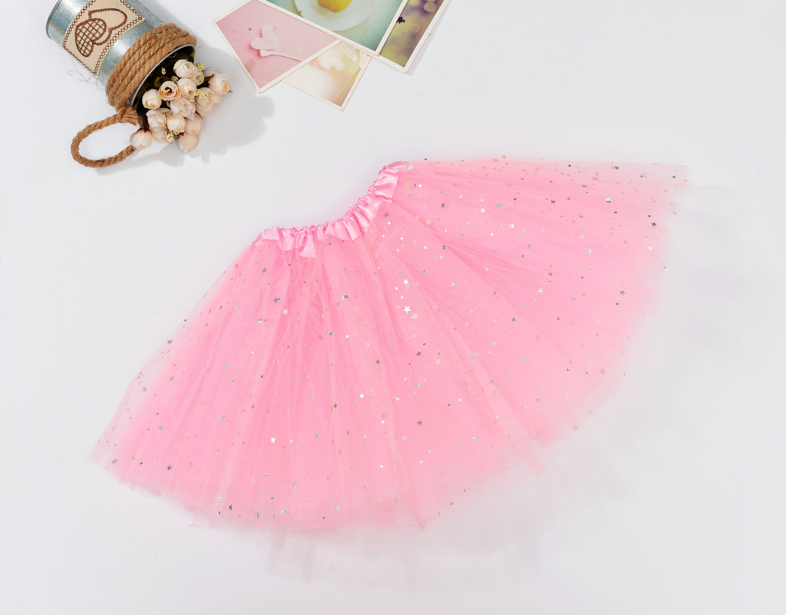 V474-522679-101666-00 Sequin Tulle Tutu Skirt Ballet Kids Princess Dressup Party Baby Girls Dance Wear, Light Pink, Adults - Image 1