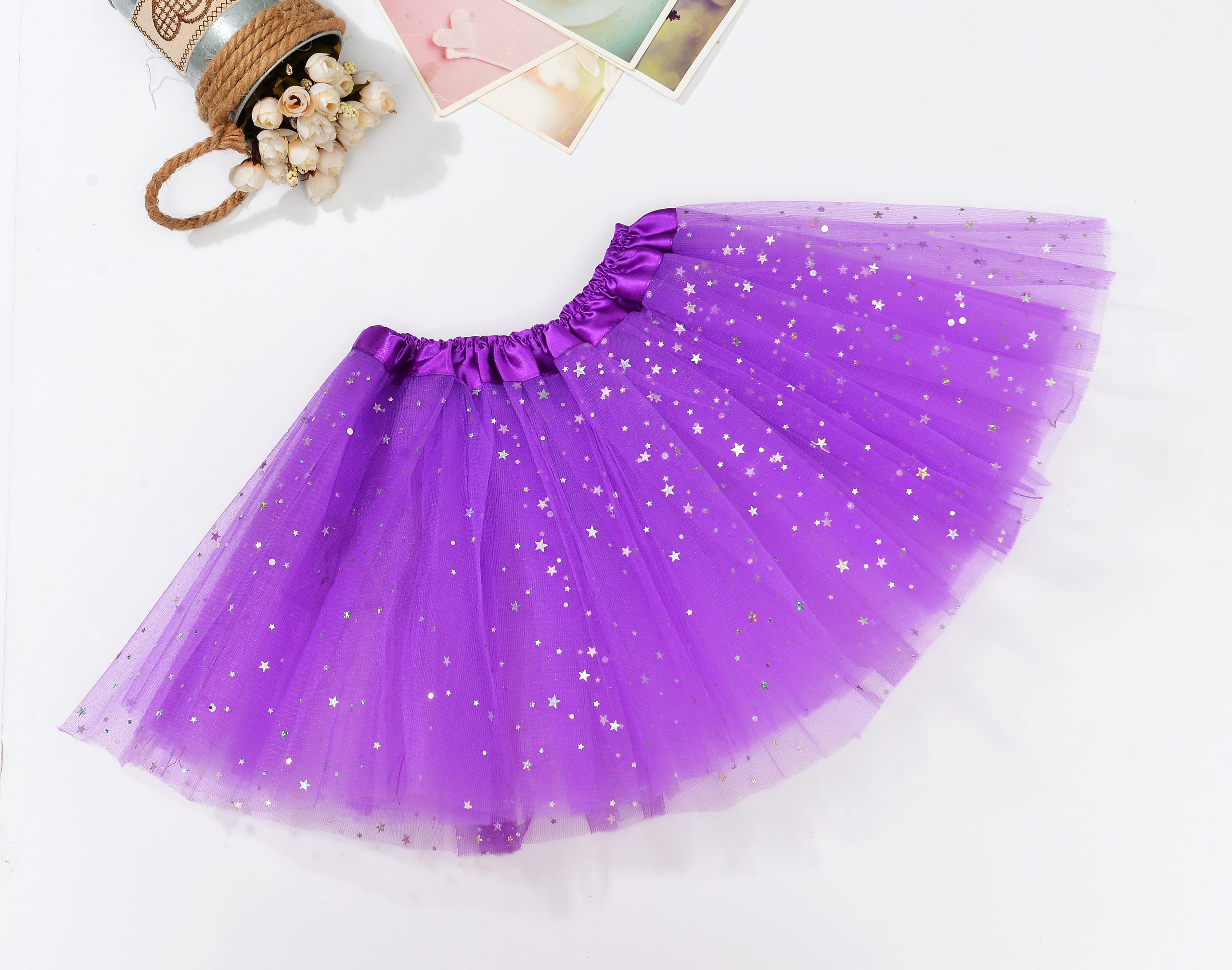 V474-522683-101668-00 Sequin Tulle Tutu Skirt Ballet Kids Princess Dressup Party Baby Girls Dance Wear, Purple, Adults - Image 1