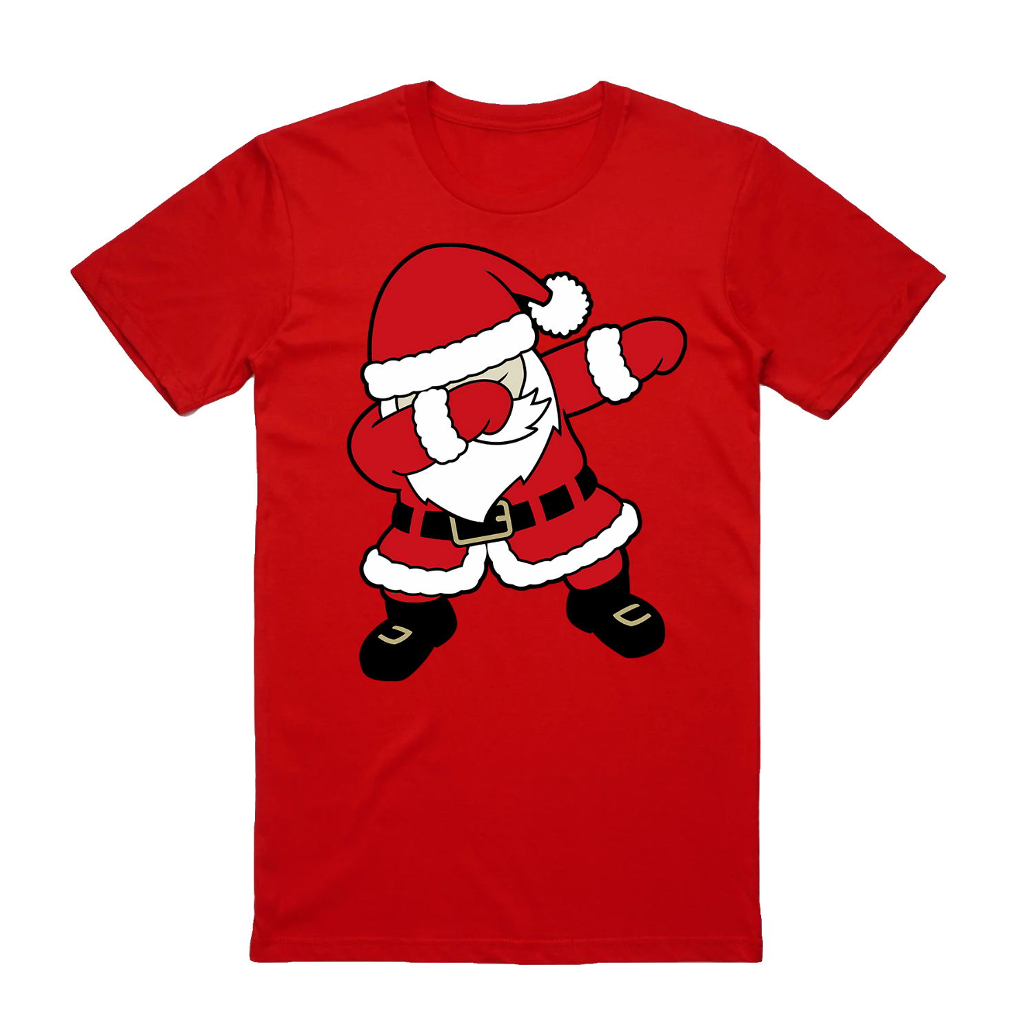 V474-626593-99790-00 100% Cotton Christmas T-shirt Adult Unisex Tee Tops Funny Santa Party Custume, Dancing Santa (Red), M - Image 1