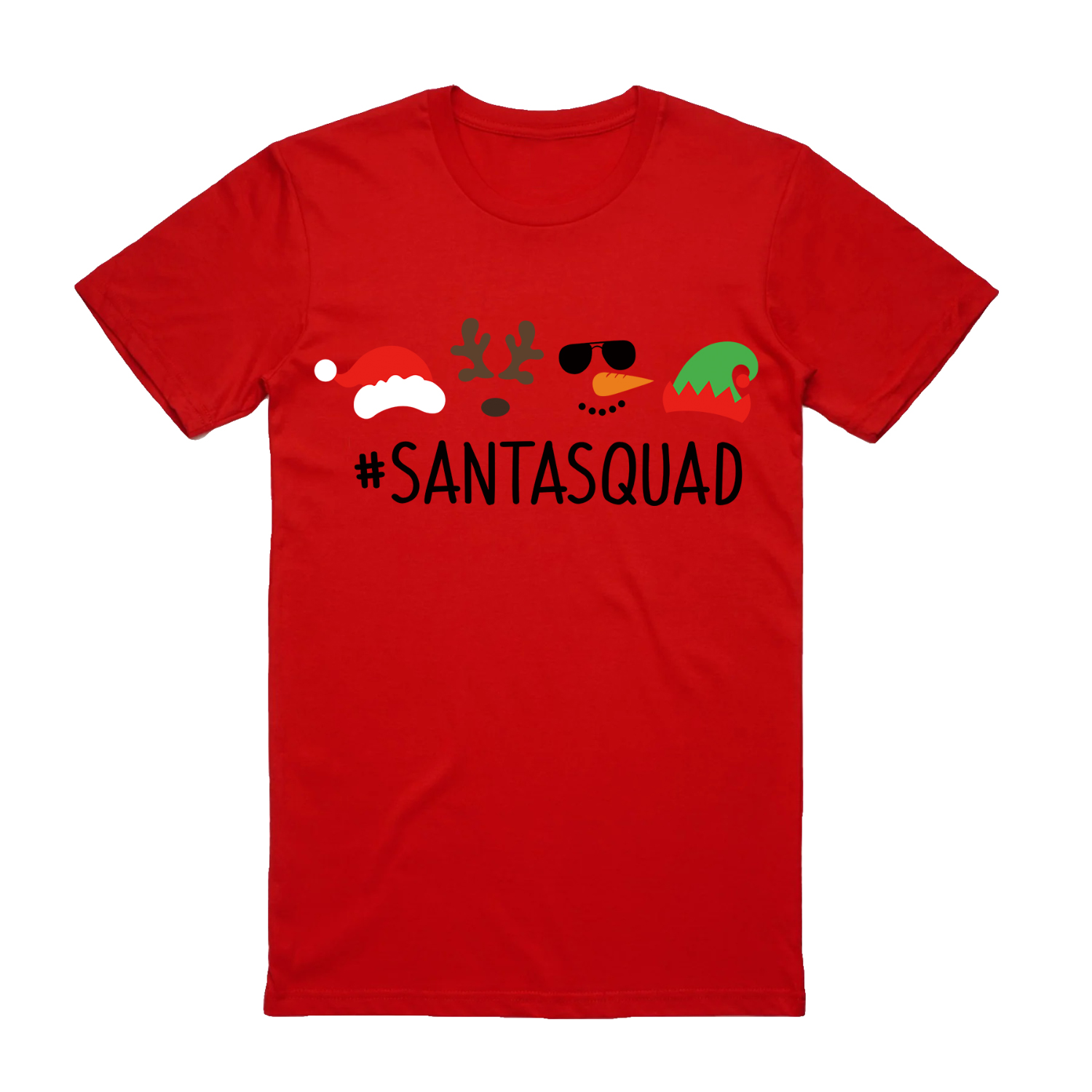 V474-626631-99923-00 100% Cotton Christmas T-shirt Adult Unisex Tee Tops Funny Santa Party Custume, Santa Squad (Red), XL - Image 1