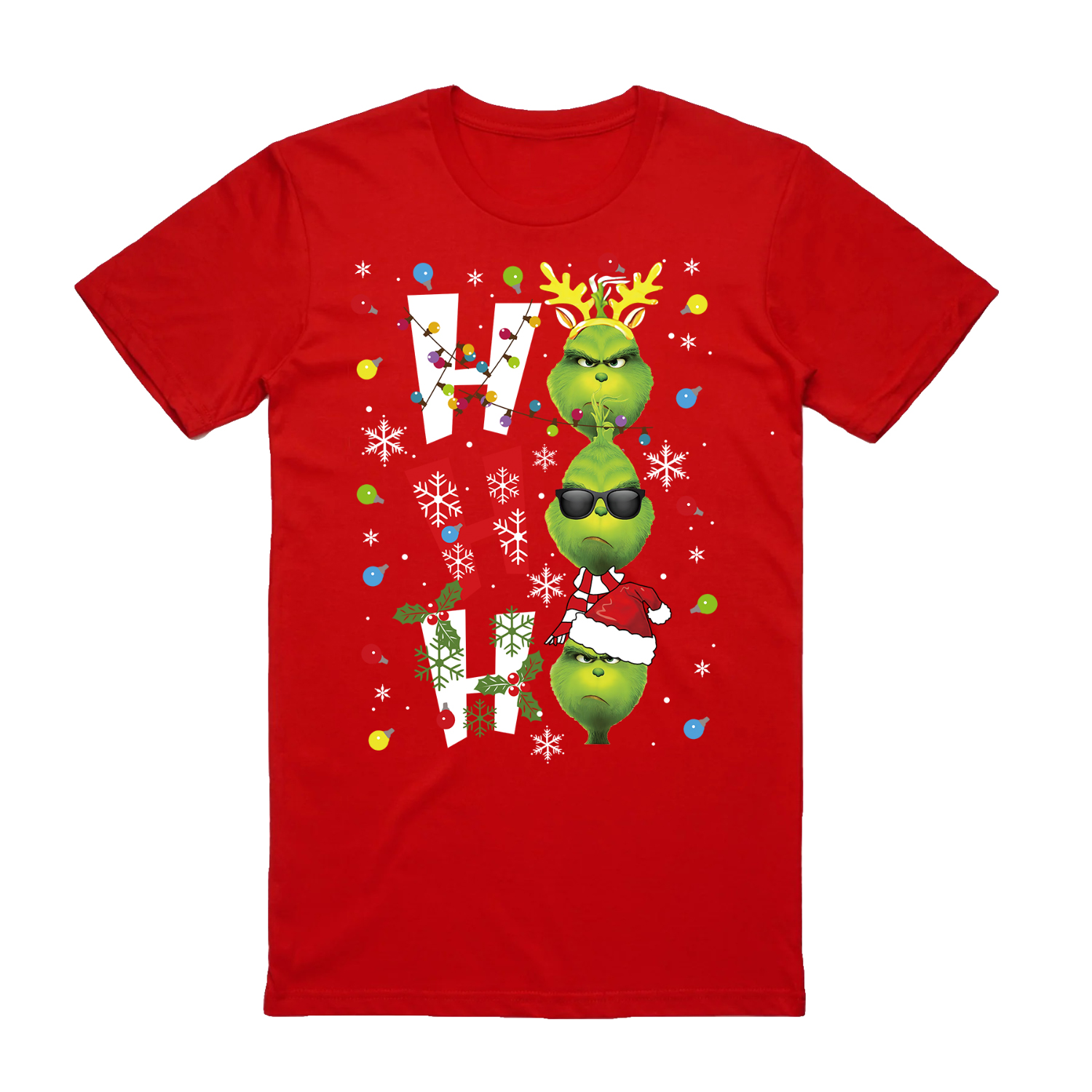 V474-626653-100000-00 100% Cotton Christmas T-shirt Adult Unisex Tee Tops Funny Santa Party Custume, Shrek (Red), M - Image 1