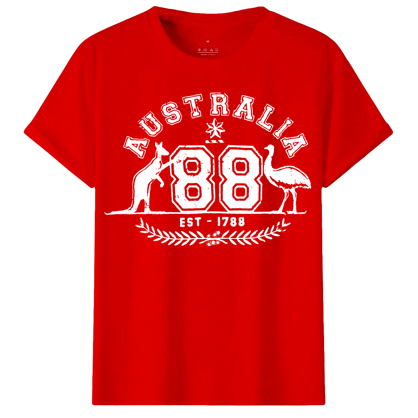 V474-687768-202503280116-00 Adult Unisex 100% Cotton T Shirt Australia Kangaroo Emu Aussie Souvenir Tee Tops, Red, XL - Image 1