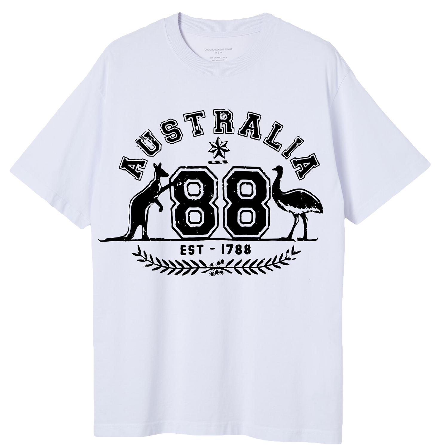 V474-687776-202505151838-00 Adult Unisex 100% Cotton T Shirt Australia Kangaroo Emu Aussie Souvenir Tee Tops, White, 3XL - Image 1