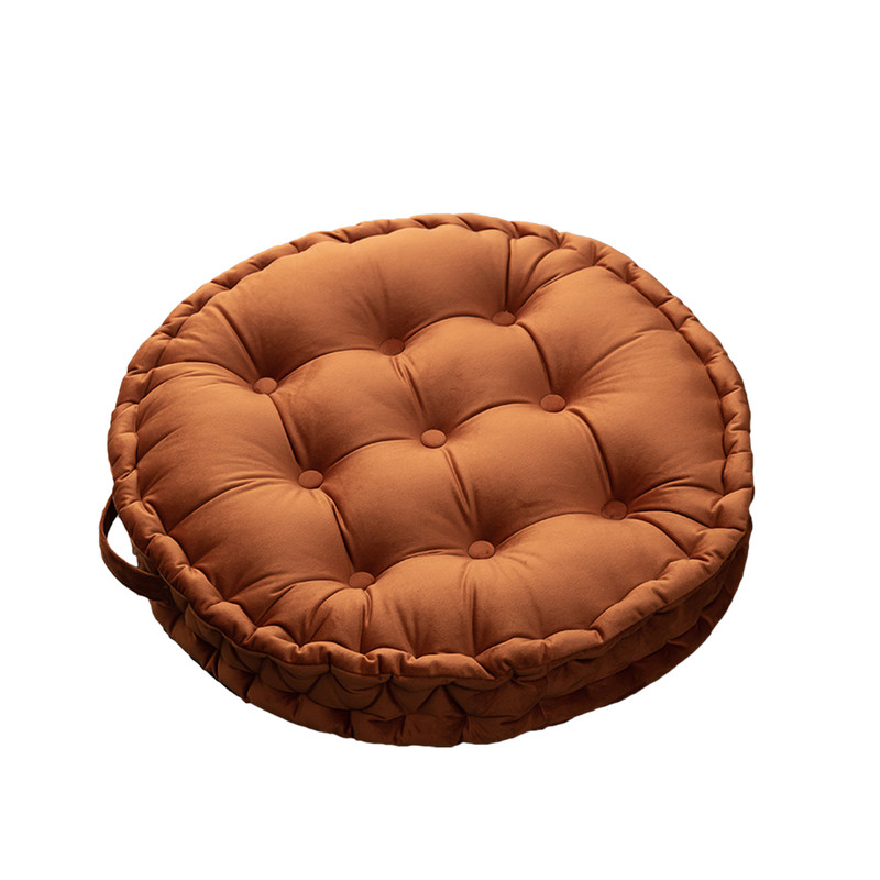 V488-RTP-OR-141475-00 Luxury Round Pouf Tatami Cushion Meditation Floor Mat with Handle - Image 1