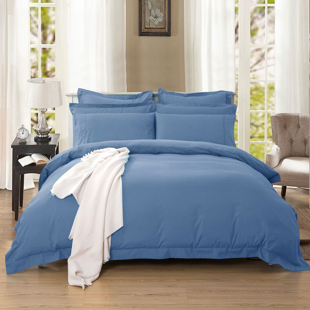 V493-D-18-87542-00 1000TC Tailored Double Size Quilt/Duvet Cover Set - Greyish Blue - Image 1