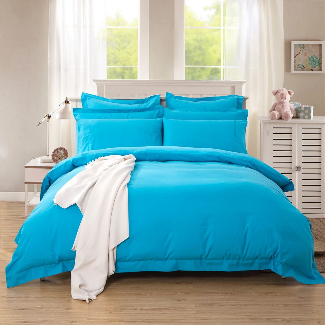 V493-KSB-10-88289-00 1000TC Tailored King Single Size Light Blue Duvet Quilt Cover Set - Image 1