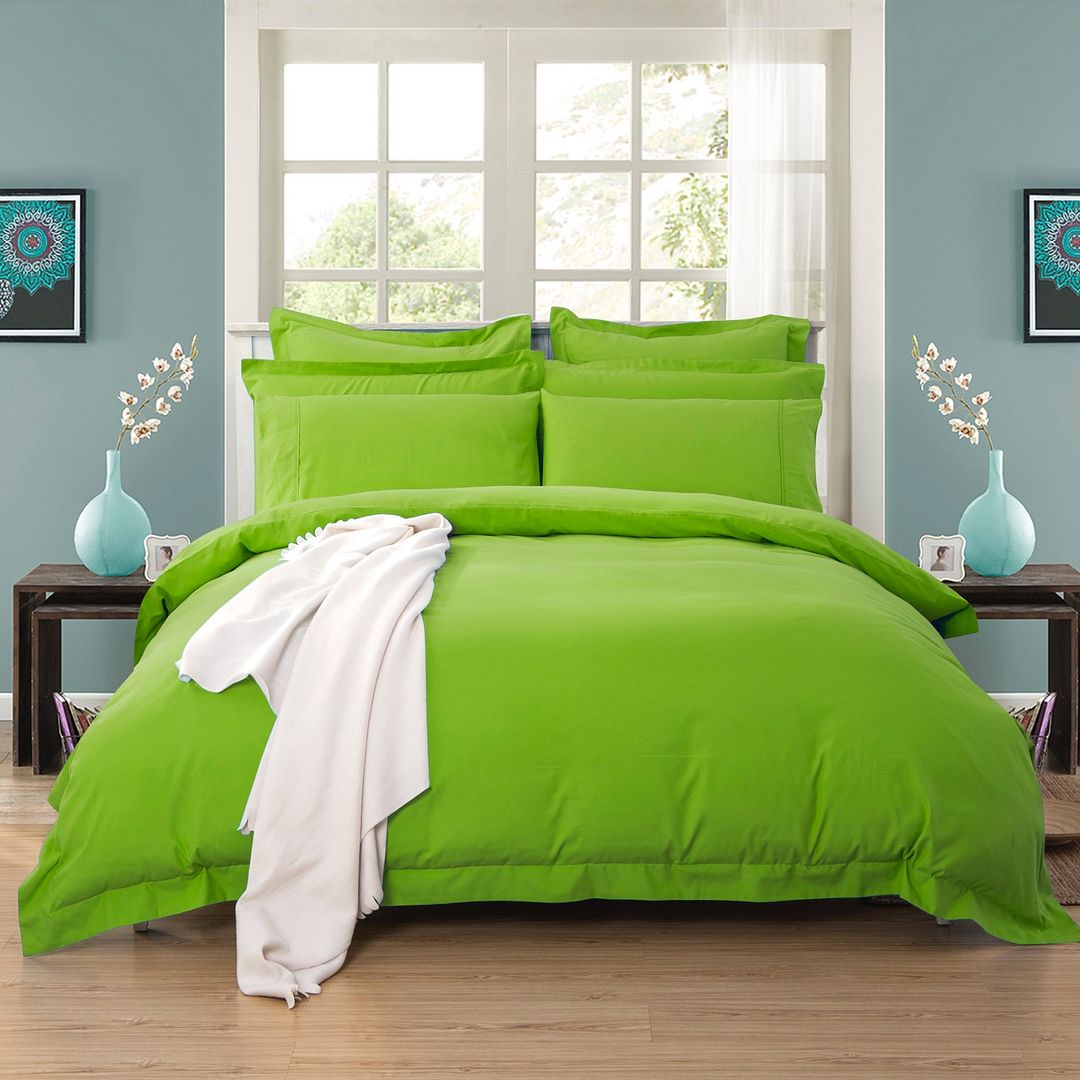 V493-S-8-88301-00 1000TC Tailored Single Size Green Duvet Quilt Cover Set - Image 1