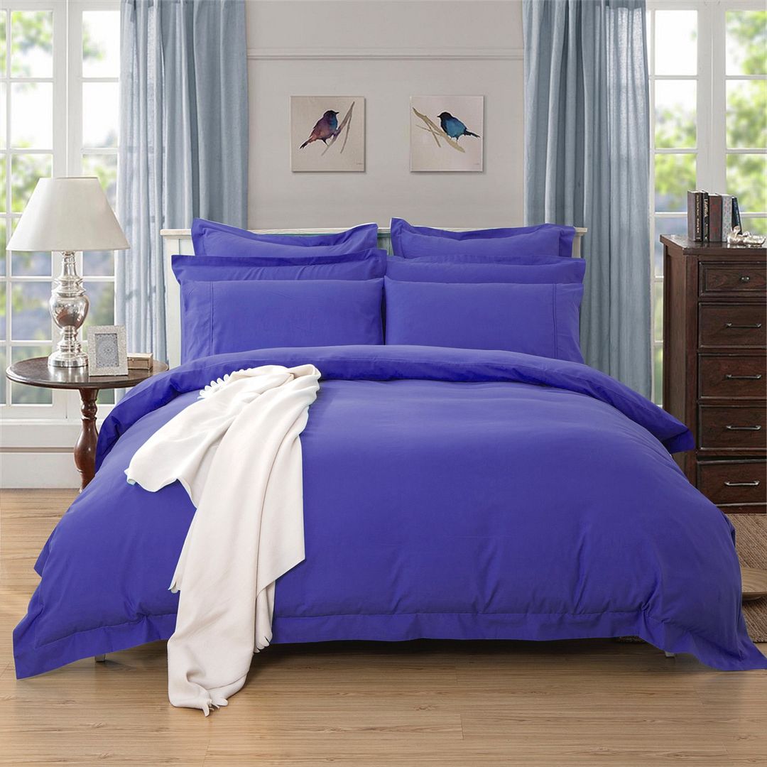 V493-SK-3-88165-00 1000TC Tailored Super King Size Royal Blue Duvet Quilt Cover Set - Image 1