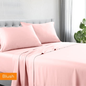 V517-1200CRSS-QBSH-94379-00 1200tc hotel quality cotton rich sheet set queen blush - Image 1