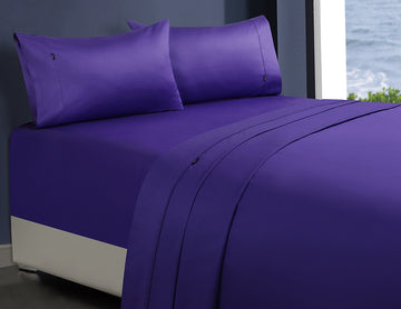 V517-CFS1000SPC-DVI-94778-00 1000tc egyptian cotton 1 fitted sheet and 2 pillowcases double violet - Image 1