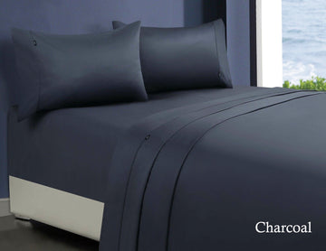 V517-CSS1000-S-CHA-94666-00 1000tc egyptian cotton sheet set 1 single charcoal - Image 1