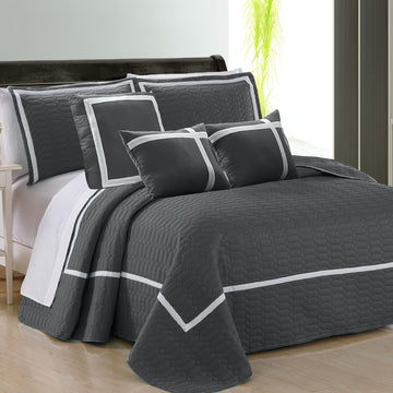 V517-ECS6-K-CHA-94520-00 6 piece two tone embossed comforter set king charcoal - Image 1