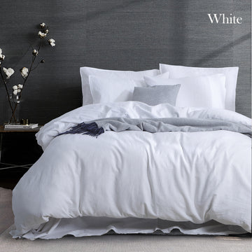 V517-LCQC-QW-94678-00 luxurious linen cotton quilt cover set queen white - Image 1