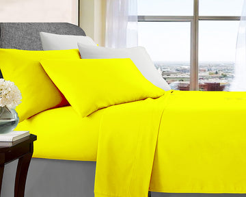 V517-MF1000-MQY-94566-00 ultra soft microfibre sheet set mega queen yellow - Image 1