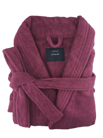 V517-TBR-BU-94746-00 small medium egyptian cotton terry toweling bathrobe burgundy - Image 1