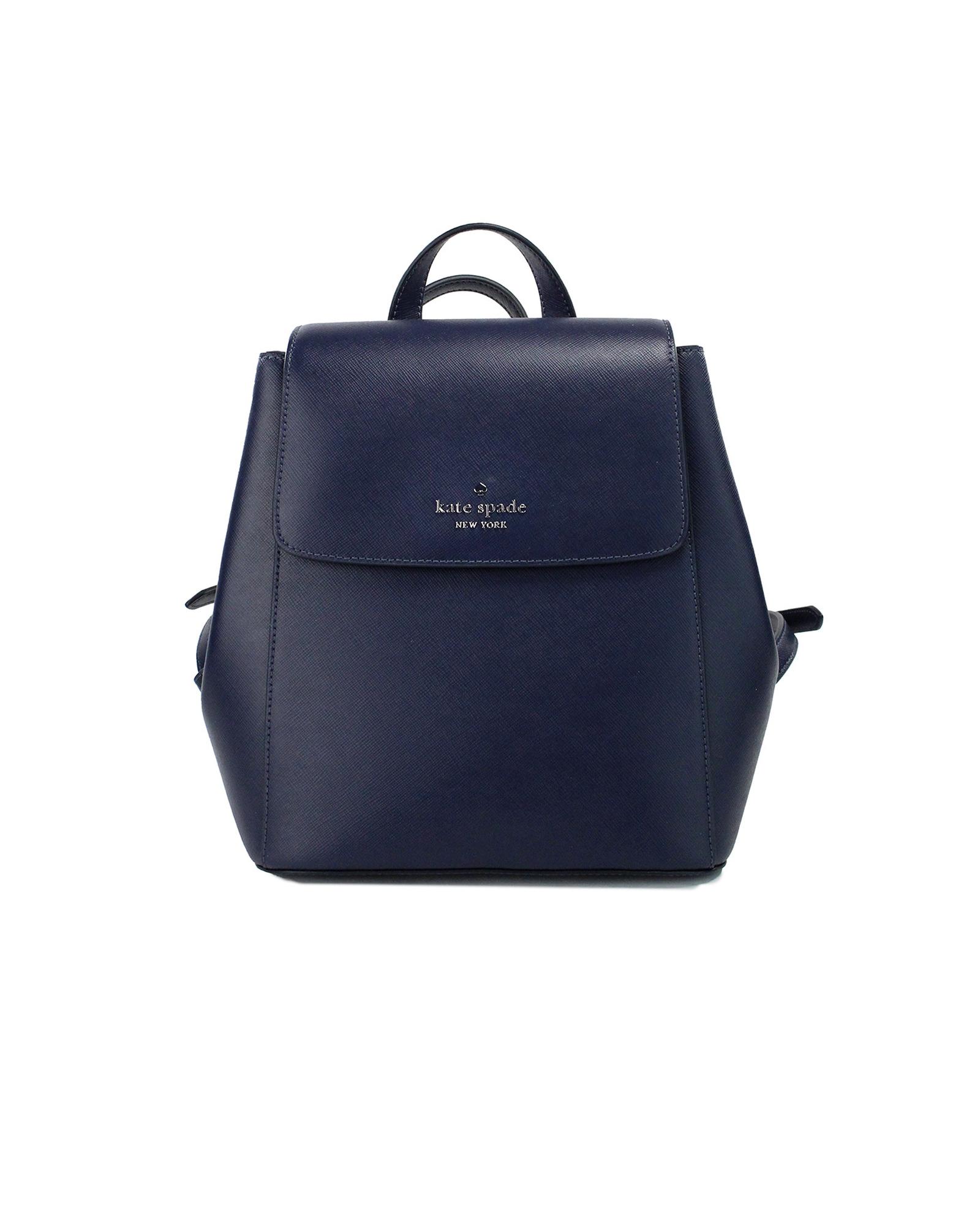 V539-20729-202506111541-00 Kate Spade Women's Madison Navy Saffiano Leather Medium Flap Shoulder Backpack Bag - One Size - Image 1