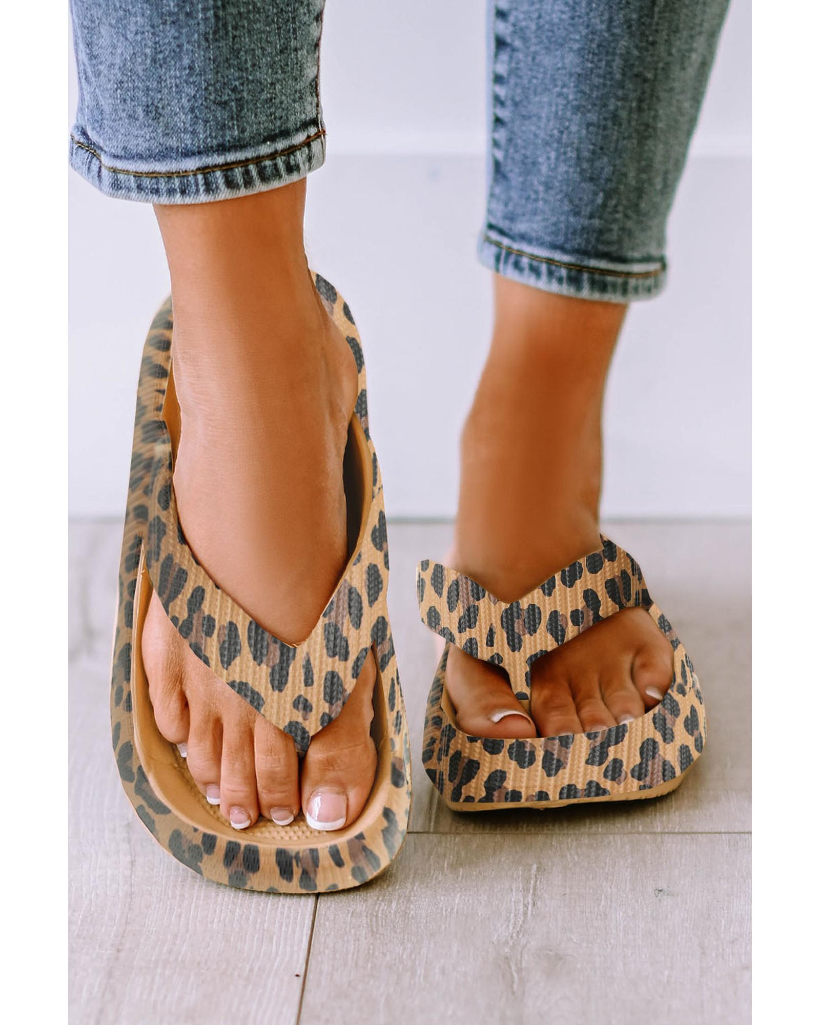 V539-AZEXBH022478-20-43-202508270700-00 Leopard Print Thick Sole Flip Flops - 43 EU - Image 1