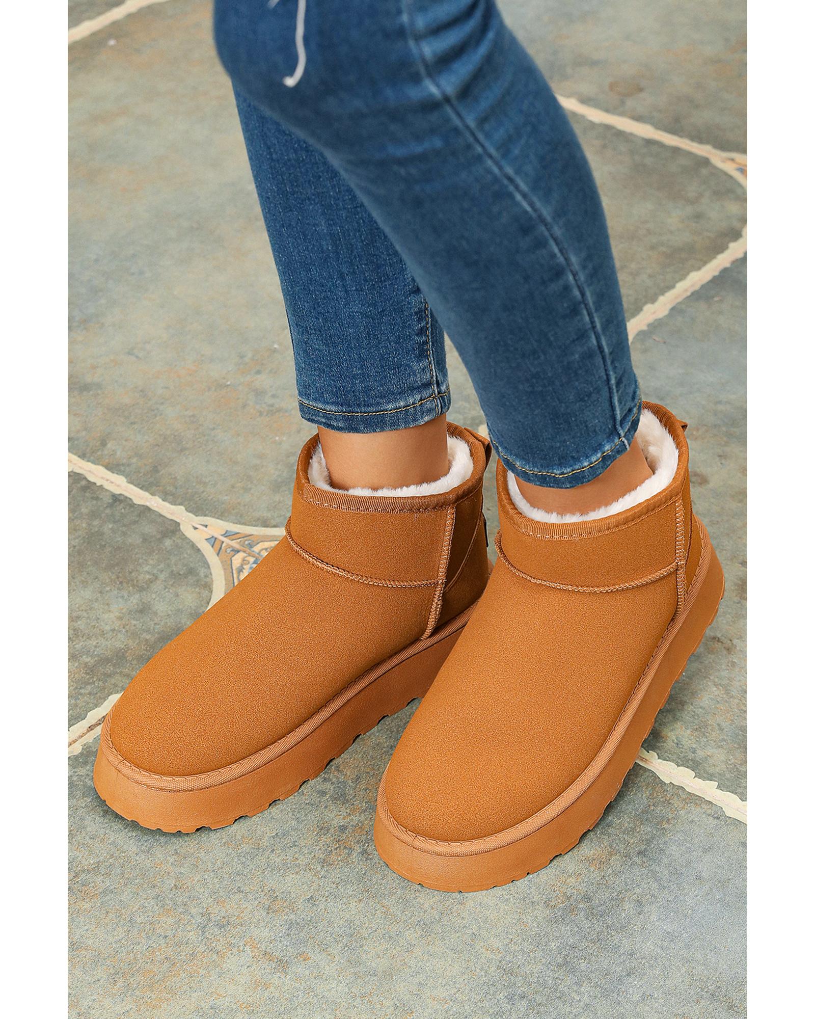 V539-AZEXBH023016-P2017-38-202508271010-00 Chestnut Faux Fur Lined Suede Ankle Snow Boots - 38 EU - Image 1