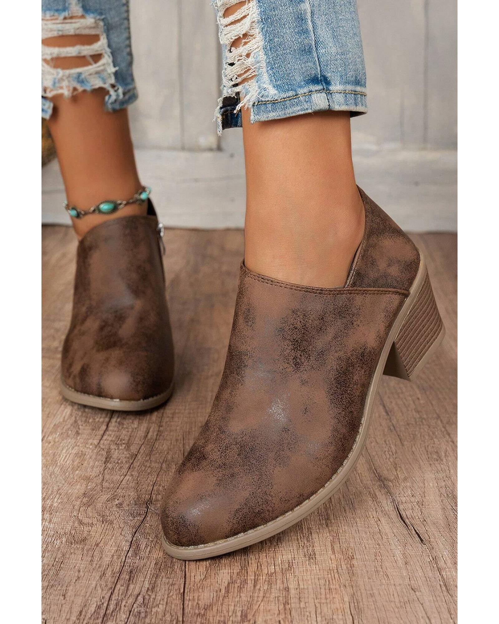 V539-AZEXBH023340-P1017-37-202506111932-00 Coffee Tulip Opening Suede Ankle Boots - 37 EU - Image 1