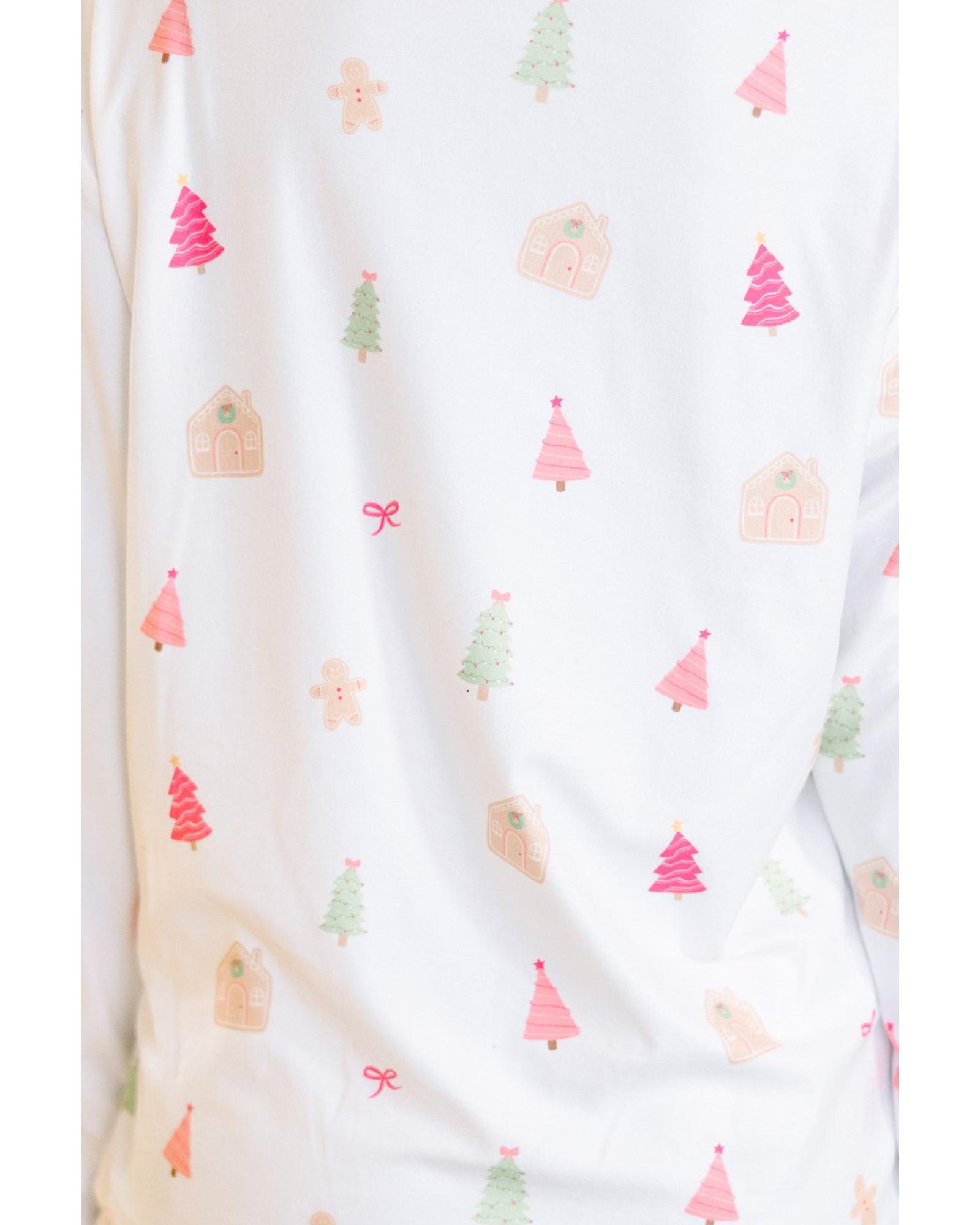 V539-AZEXDC151157-P120-2XL-202506120132-00 White Christmas Print Short Sleeve Shirt and Shorts Pajama Set - 2XL - Image 1