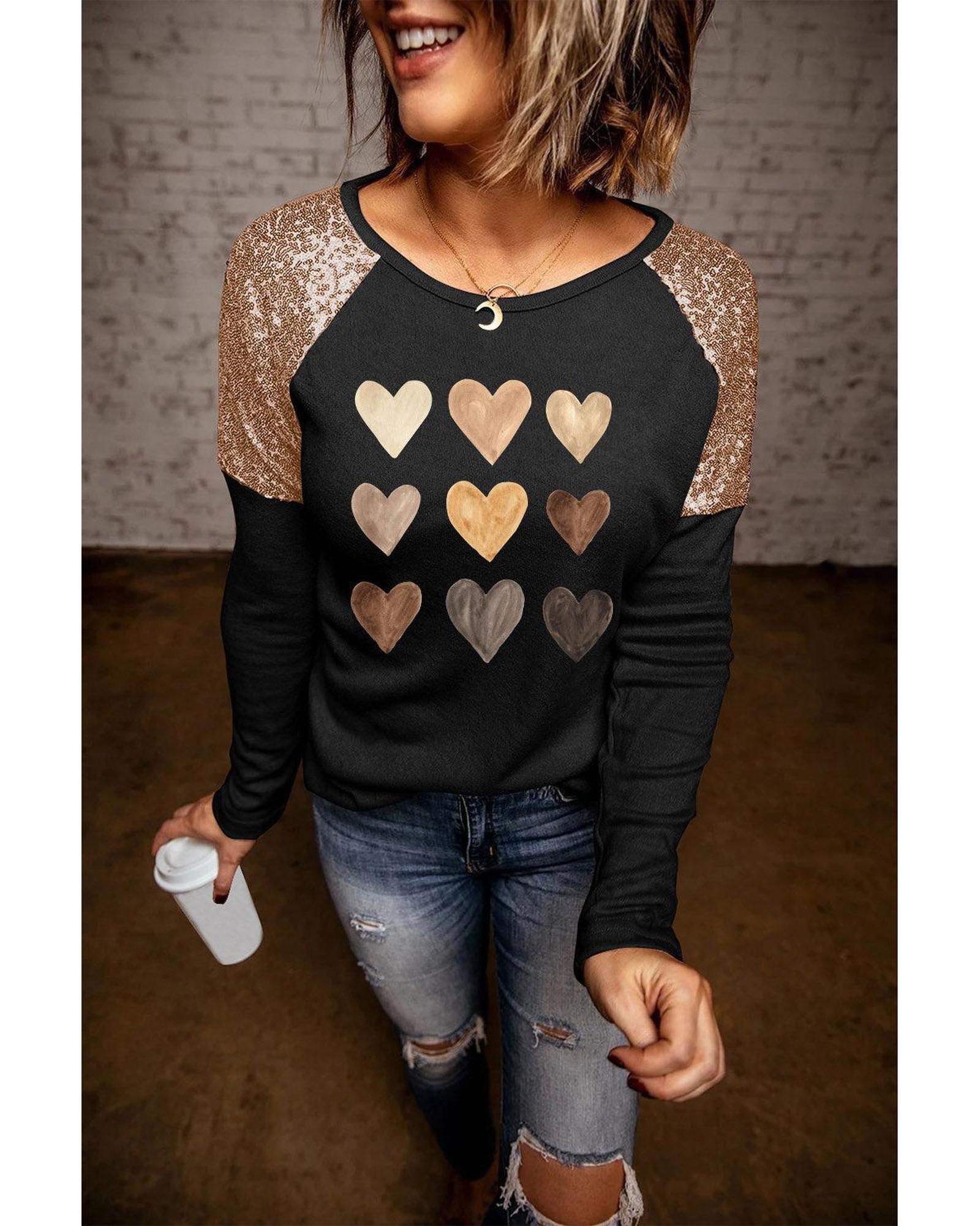 V539-AZEXDC25113709-2-XL-202508290510-00 Azura Exchange Sequin Patchwork Long Sleeve Top - XL - Image 1