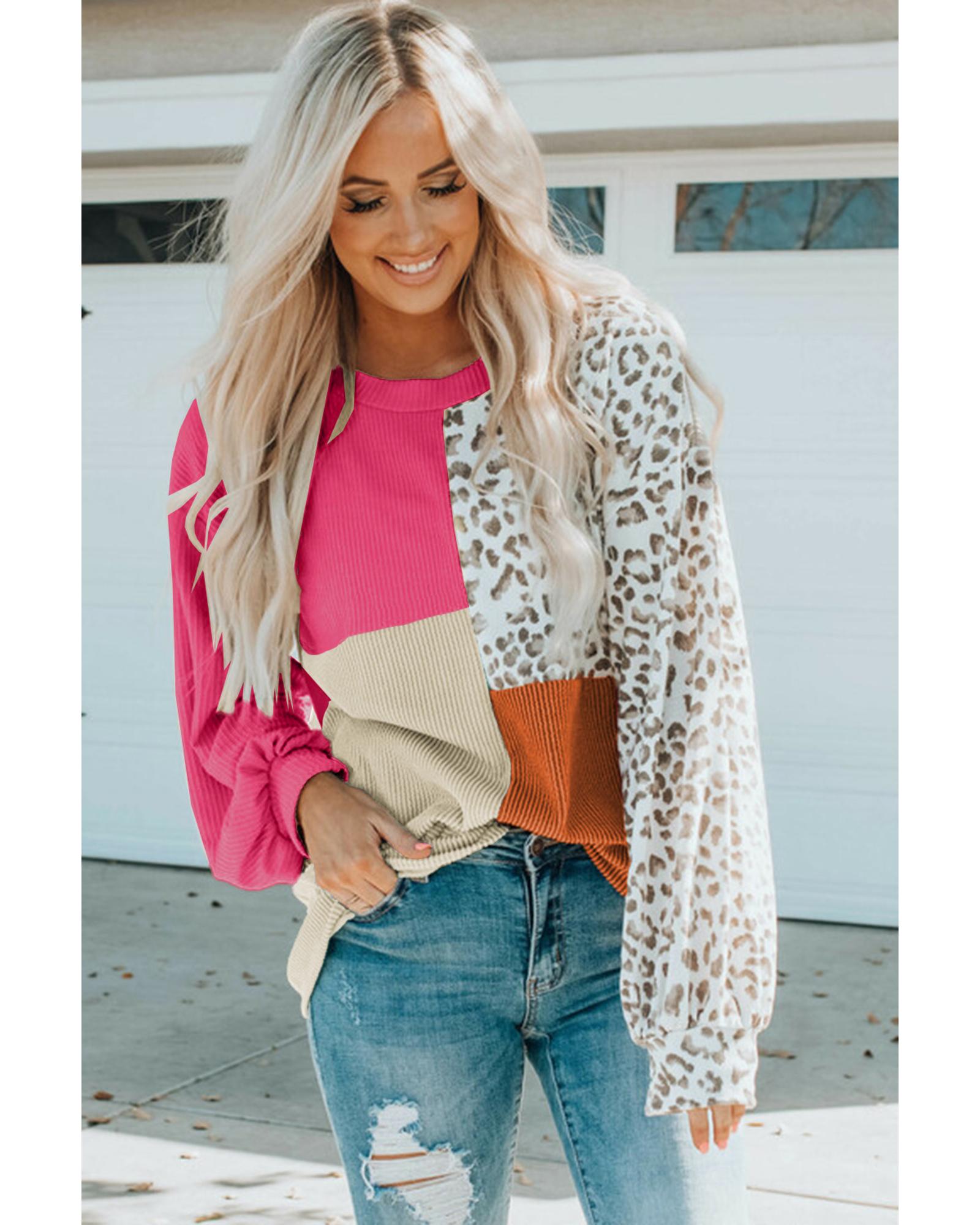 V539-AZEXDC25115166-6-S-202508290730-00 Azura Exchange Patchwork Ribbed Long Sleeve Top - S - Image 1