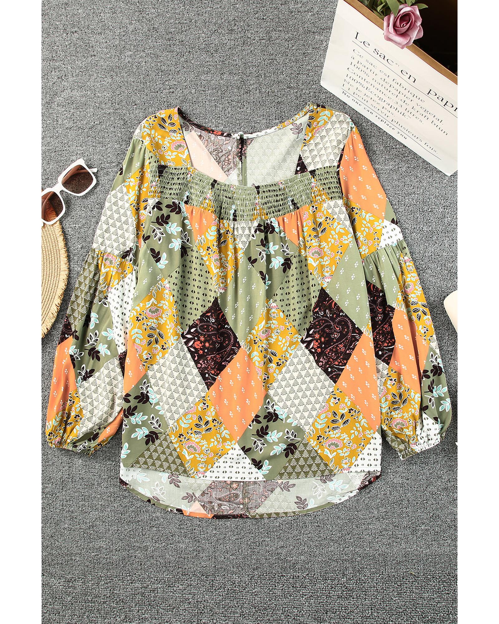 V539-AZEXDC25116344-9-S-202508261425-00 Azura Exchange Mixed Print Blouse - S - Image 1