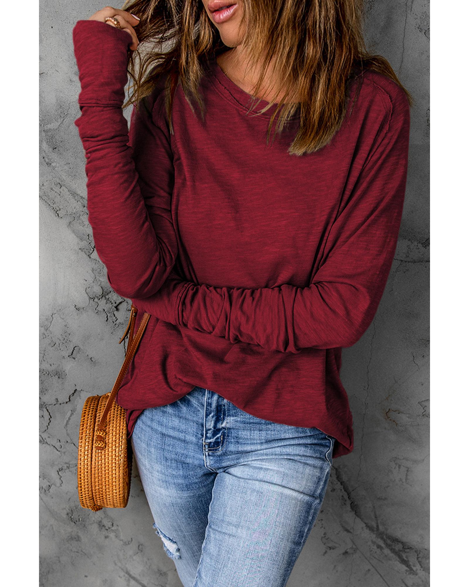 V539-AZEXDC25117021-3-L-202508252130-00 Azura Exchange Crew Neck Long Sleeve Top - L - Image 1