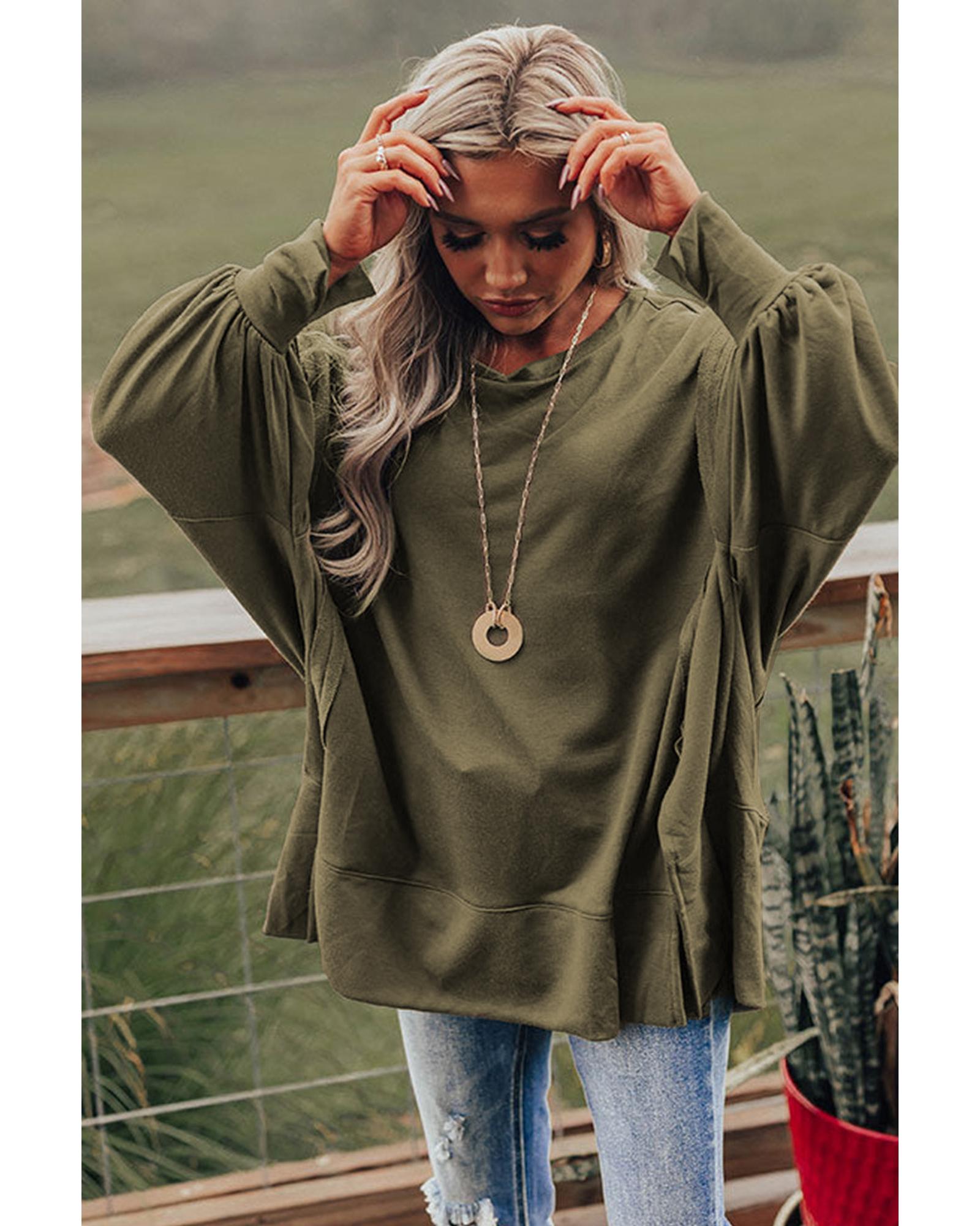 V539-AZEXDC25117265-9-S-202508260600-00 Azura Exchange Oversized Patchwork Drop Shoulder Top - S - Image 1