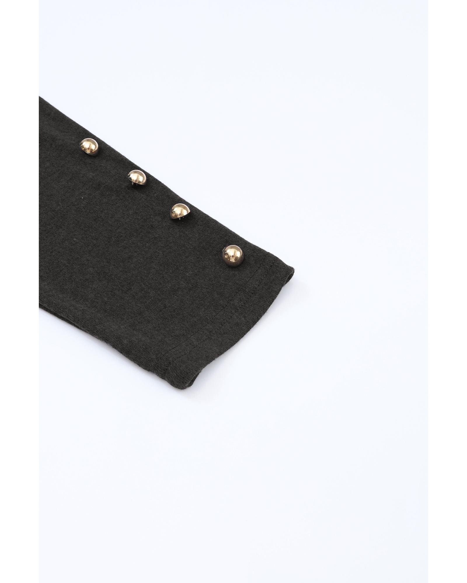 V539-AZEXDC25122571-2-S-202508311645-00 Azura Exchange Buttoned Puff Long Sleeve Sheath Top - S - Image 1