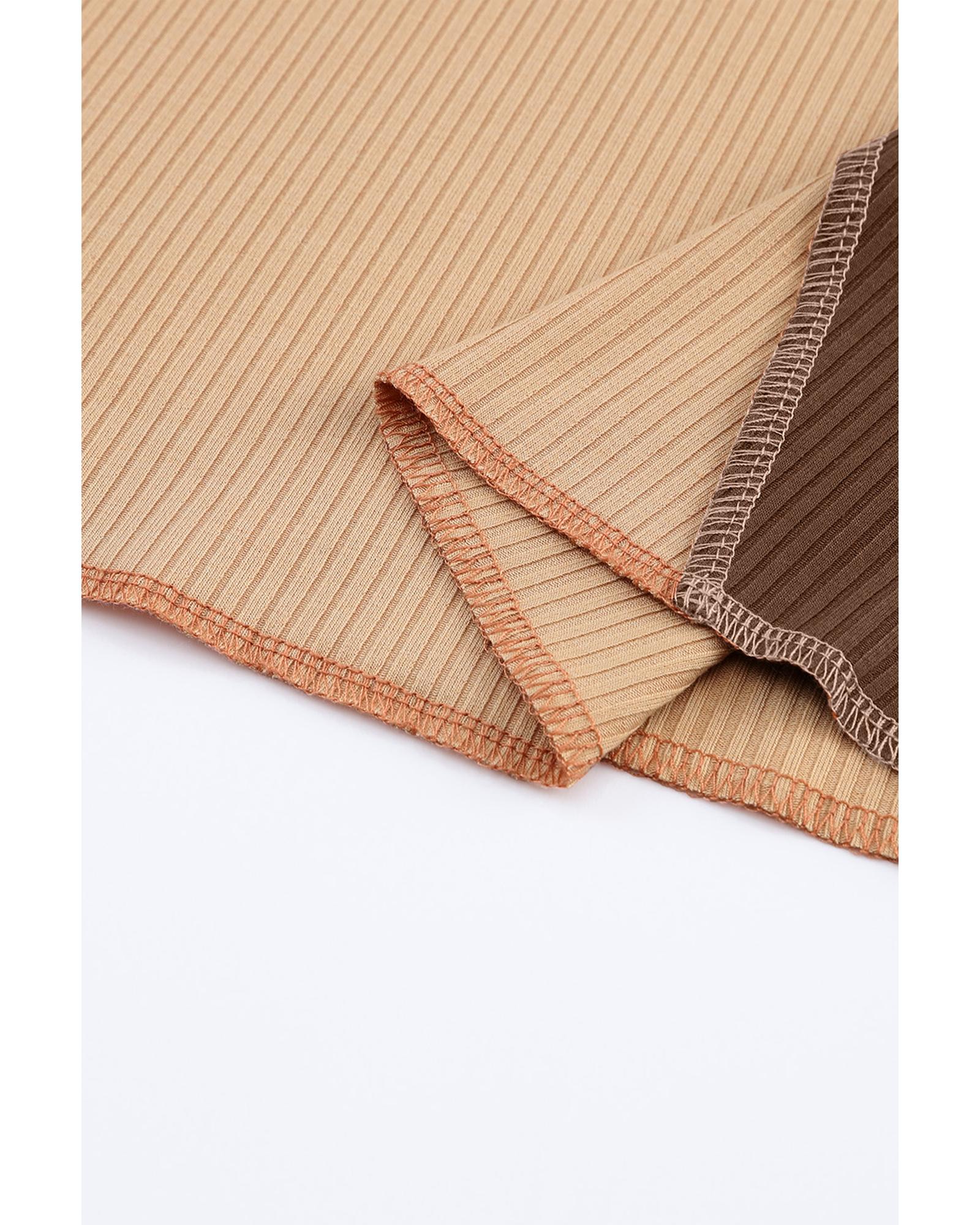 V539-AZEXDC25122580-17-M-202508261330-00 Azura Exchange Color Block Ribbed Knit Top - M - Image 1