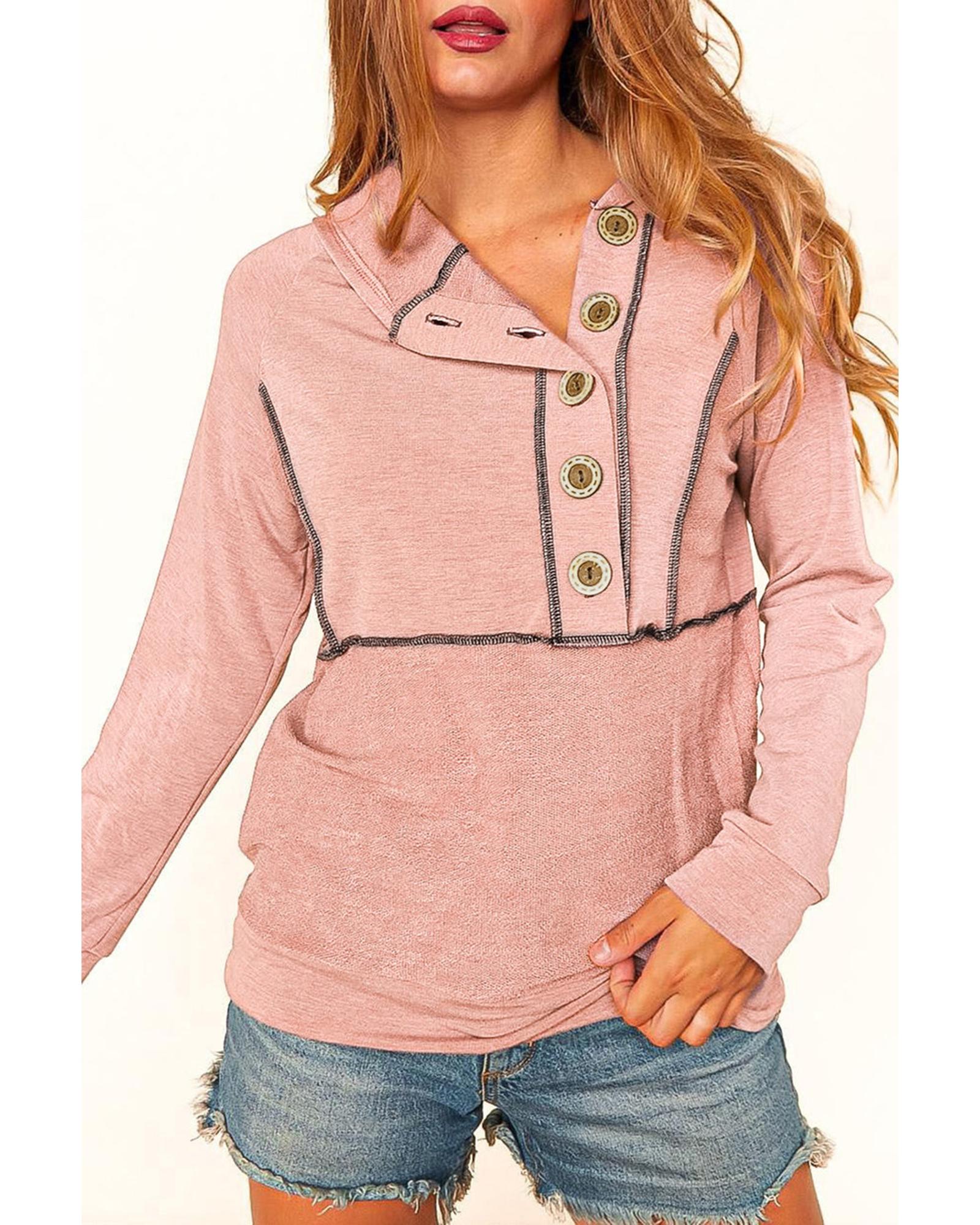 V539-AZEXDC25122661-10-S-202508291135-00 Azura Exchange Princess Line Out Seam Hoodie with Front Buttons - S - Image 1