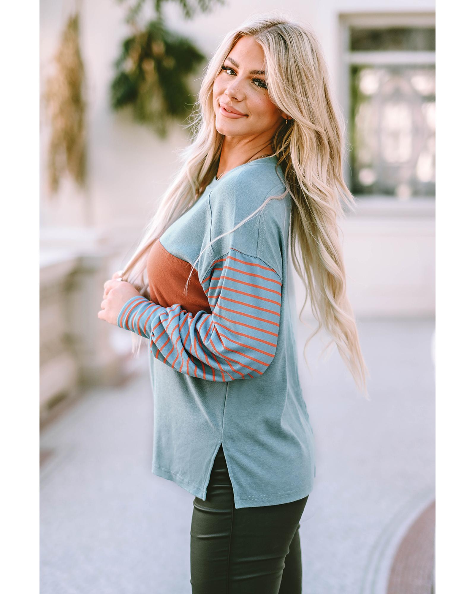 V539-AZEXDC25122727-9-2XL-202509010245-00 Azura Exchange Striped Bishop Sleeve Top - 2XL - Image 1