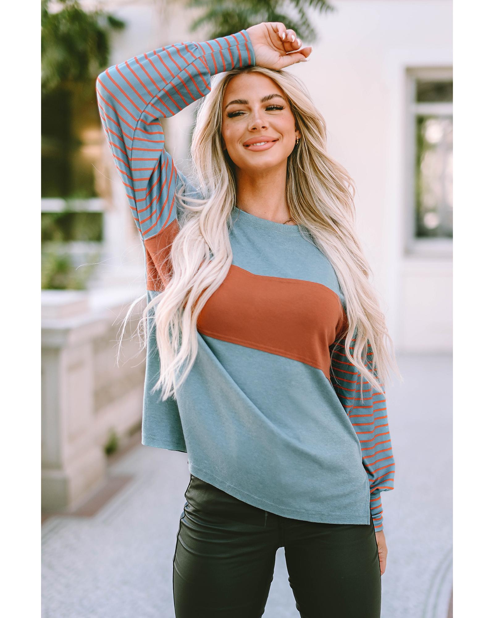 V539-AZEXDC25122727-9-XL-202509010250-00 Azura Exchange Striped Bishop Sleeve Top - XL - Image 1