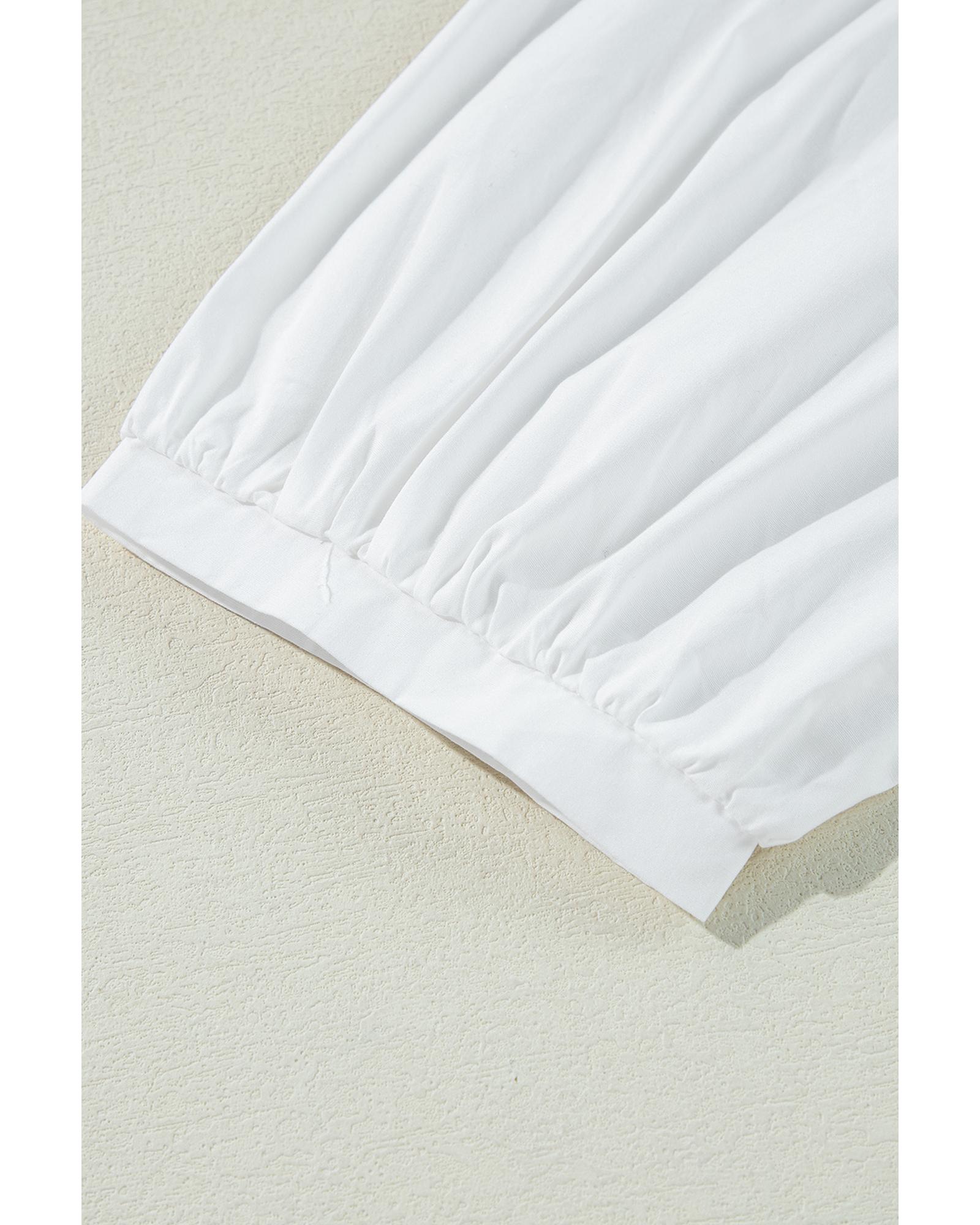 V539-AZEXDC25128377-P1-S-202506120825-00 White Bow Knot Cutout Back Loose Fit 3/4 Sleeve Blouse - S - Image 1