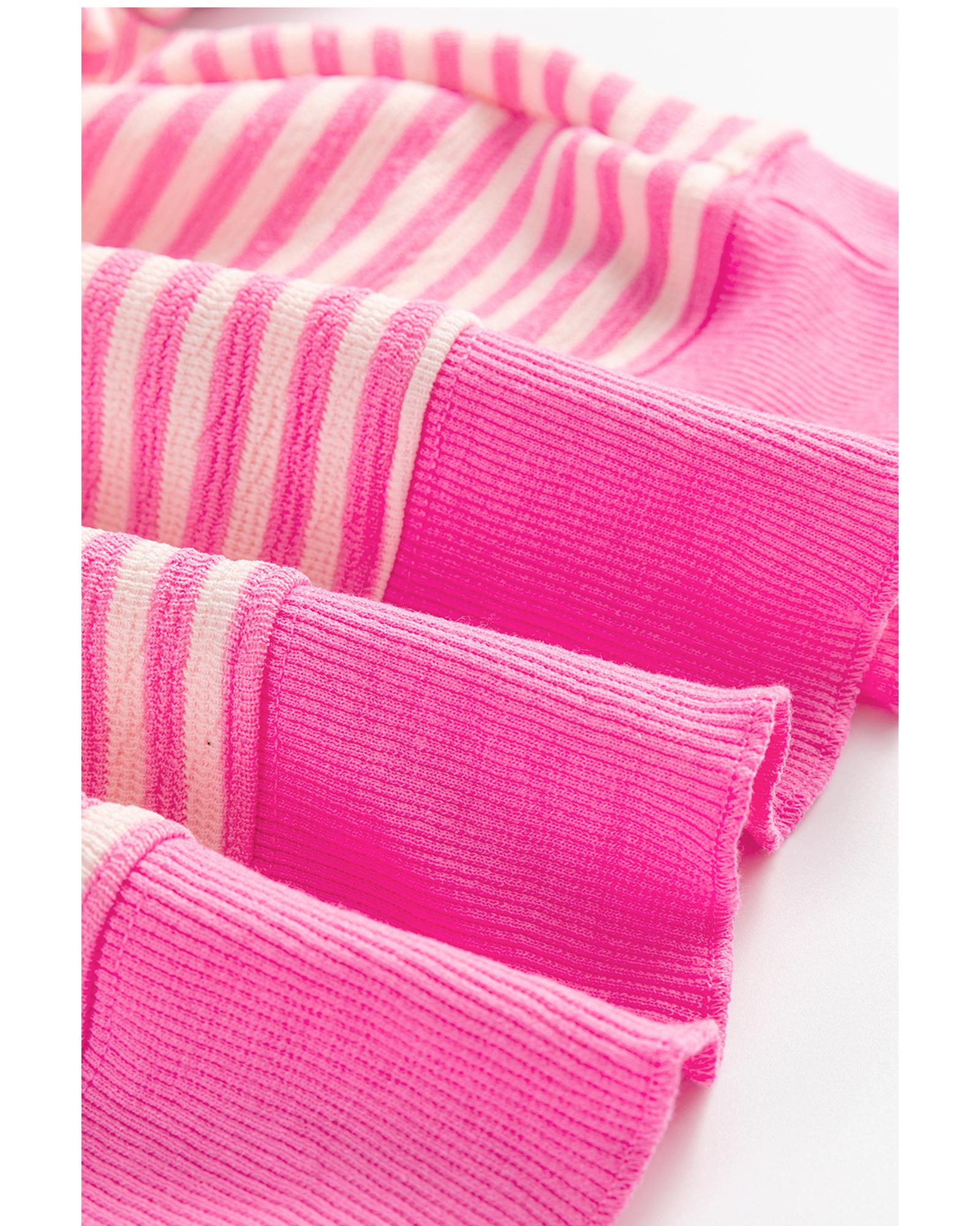 V539-AZEXDC25129121-P1019-L-202508270945-00 Azura Exchange Pink Stripe Loose Drop Shoulder Long Sleeve Top - L - Image 1