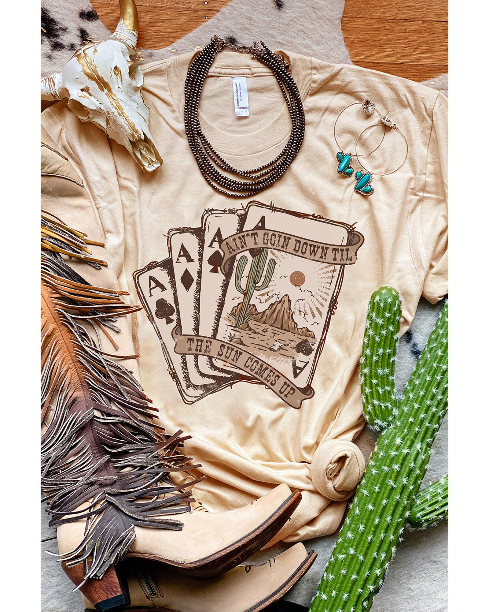 V539-AZEXDC25218874-16-S-162146-00 Azura Exchange Western Poker Cards Graphic Print T-Shirt - S - Image 1