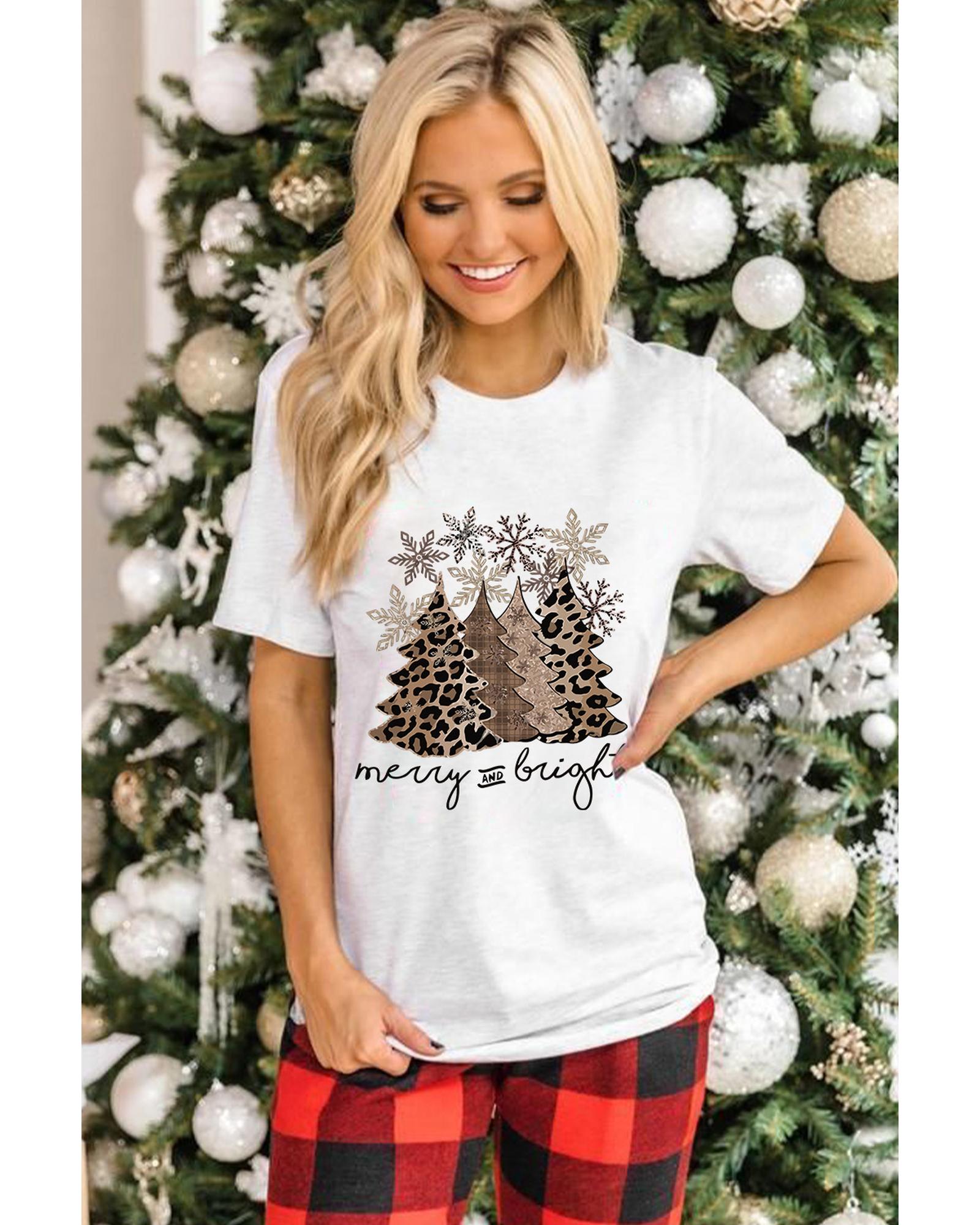 V539-AZEXDC25219027-1-M-202508271250-00 Azura Exchange Leopard Christmas Tree Graphic Print T-Shirt - M - Image 1