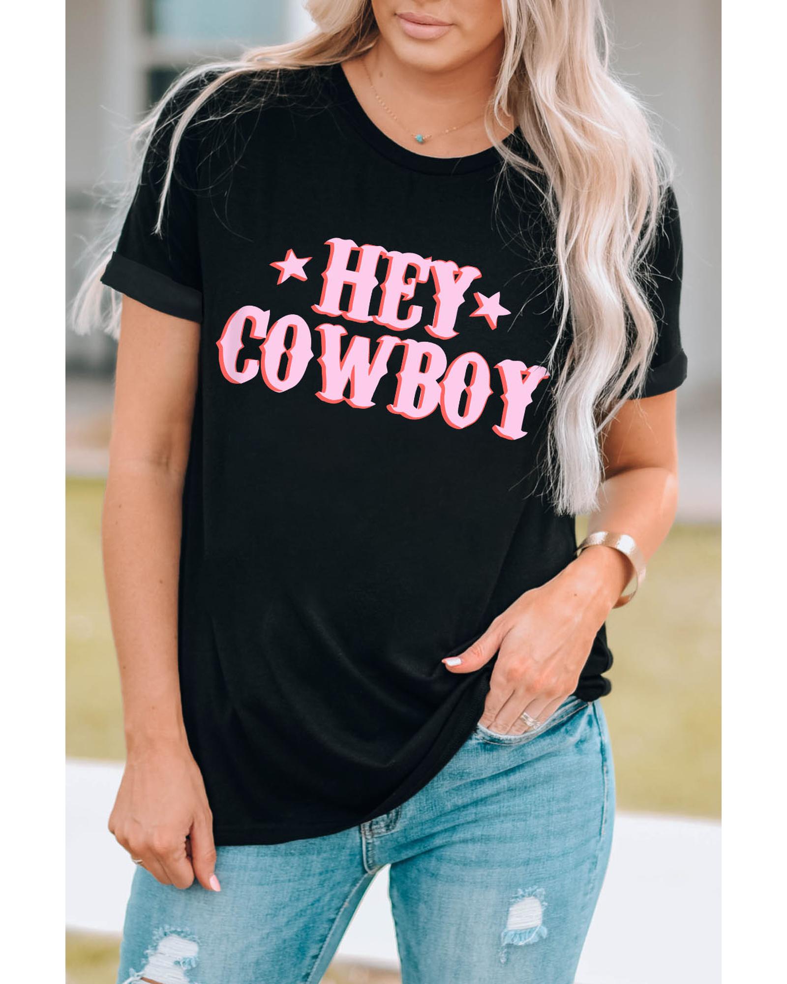 V539-AZEXDC25219145-2-M-202508260935-00 Azura Exchange Cowboy Letters Crew Neck T-shirt - M - Image 1