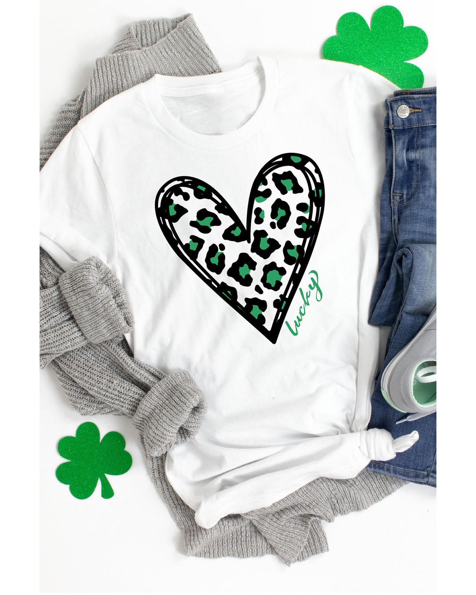 V539-AZEXDC25219751-1-2XL-202508271910-00 Azura Exchange Leopard Heart Print St Patricks Day T Shirt - 2XL - Image 1
