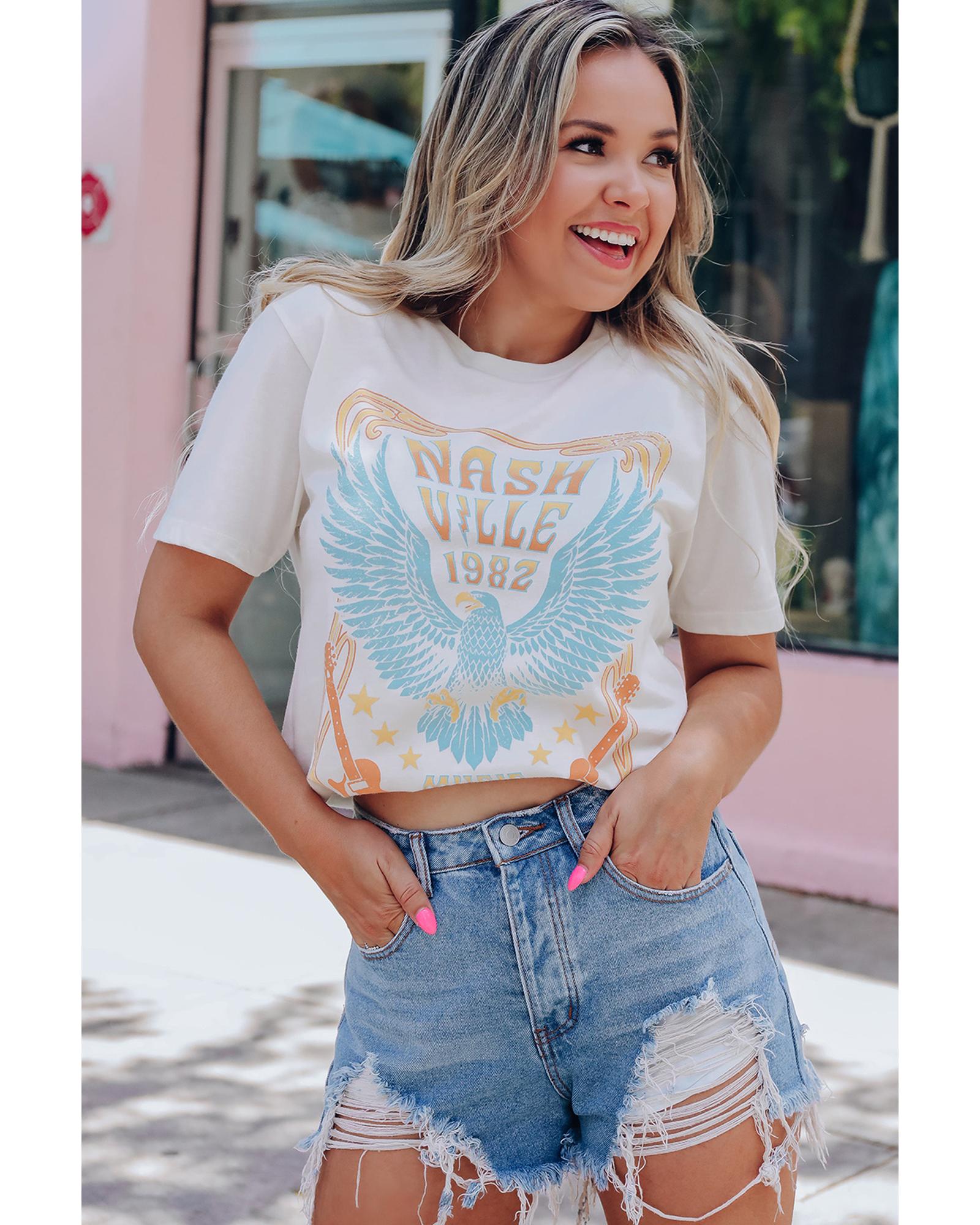 V539-AZEXDC25220257-1-XL-202508290840-00 Azura Exchange Nashville 1982 Eagle Graphic Print T-Shirt - XL - Image 1