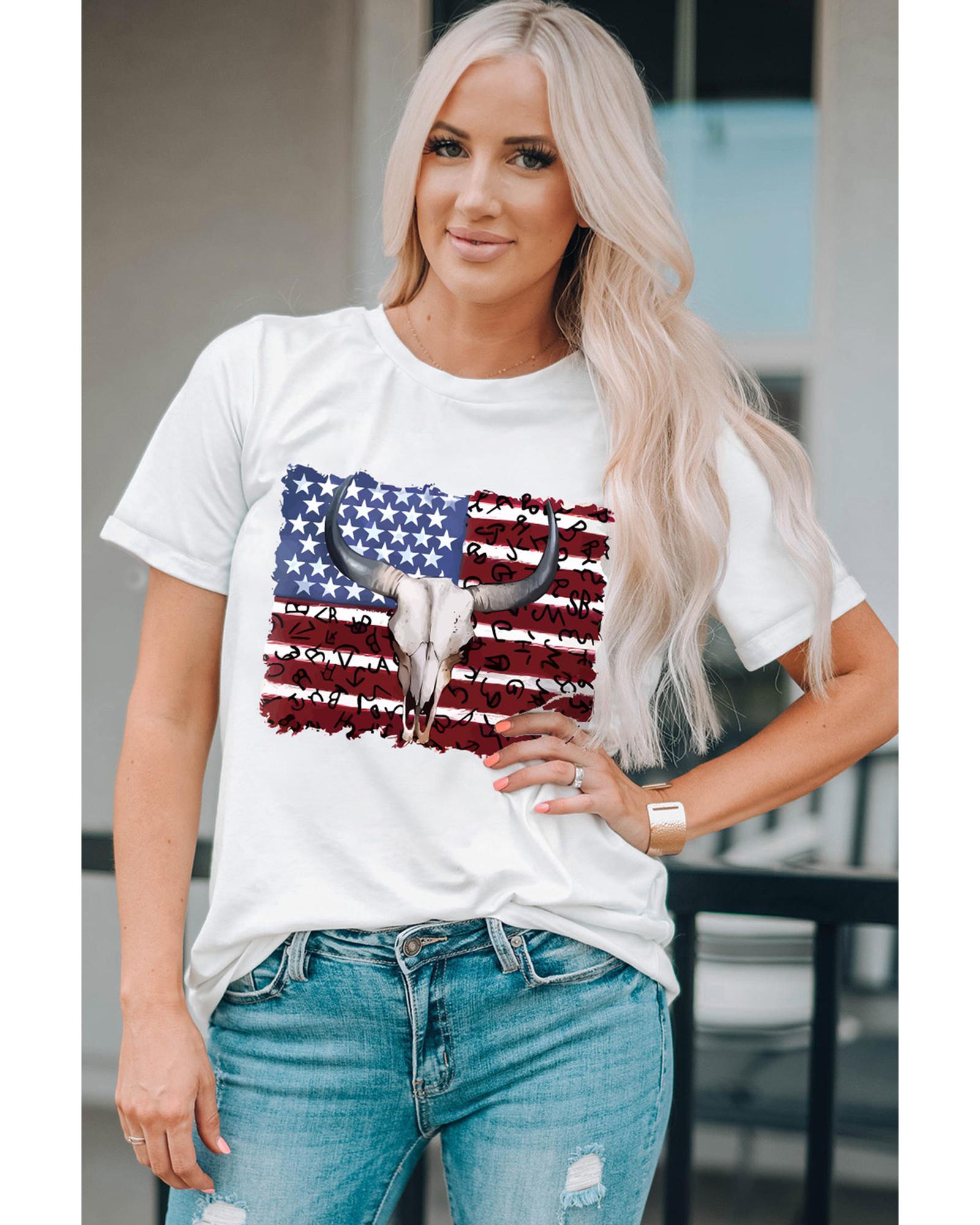 V539-AZEXDC25220834-1-M-202508272125-00 Azura Exchange American Flag Graphic Tee - M - Image 1