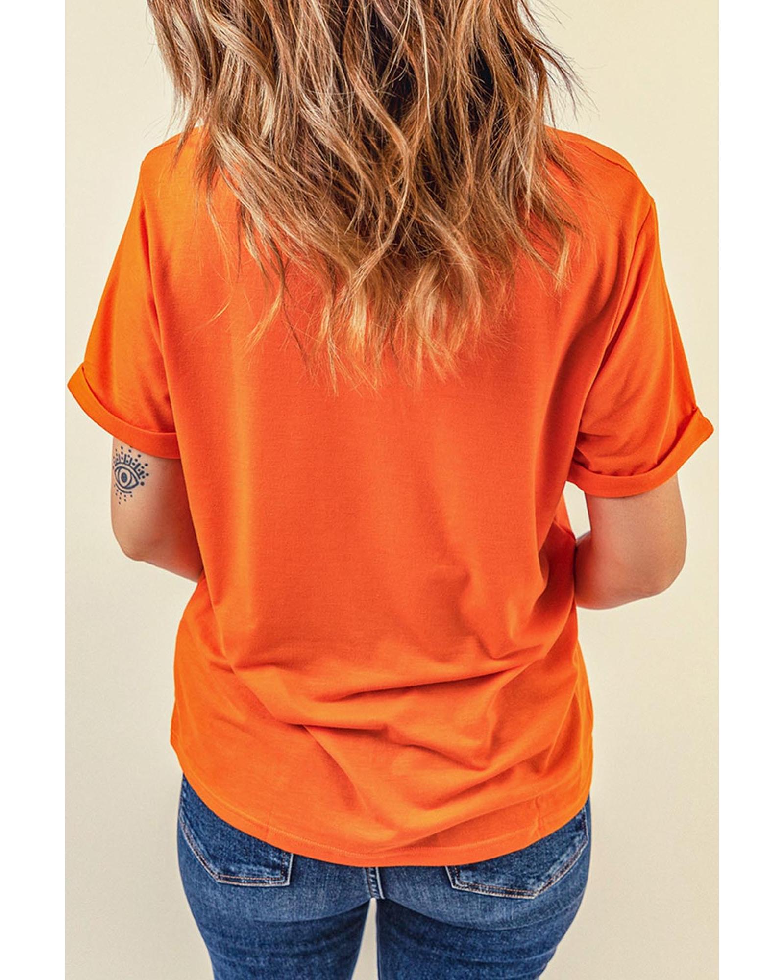 V539-AZEXDC25222304-14-S-202506121236-00 Orange HOWDY FALL Western Pumpkin Graphic T Shirt - S - Image 1