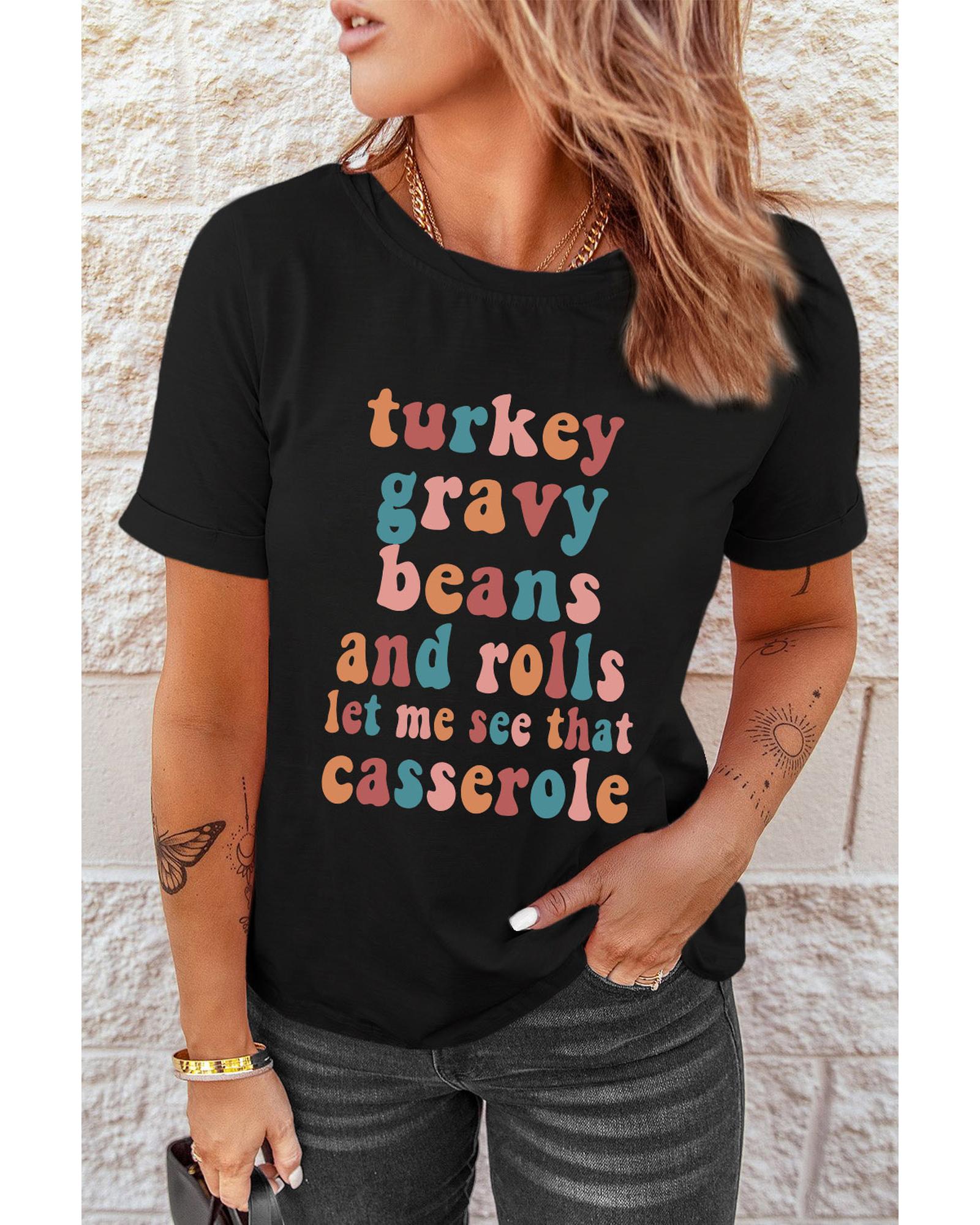 V539-AZEXDC25222793-2-L-202508271120-00 Black Food Lovers Slogan Graphic T Shirt - L - Image 1